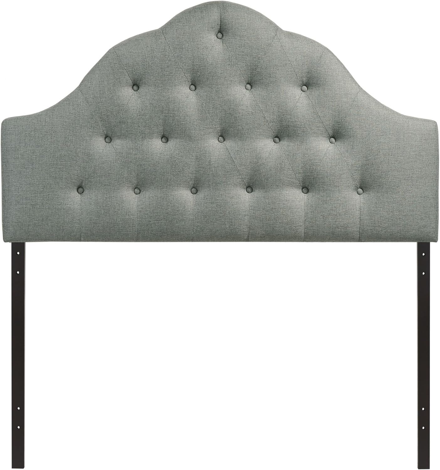 Sovereign Tufted Button Linen Fabric Upholstered King Headboard In Gray