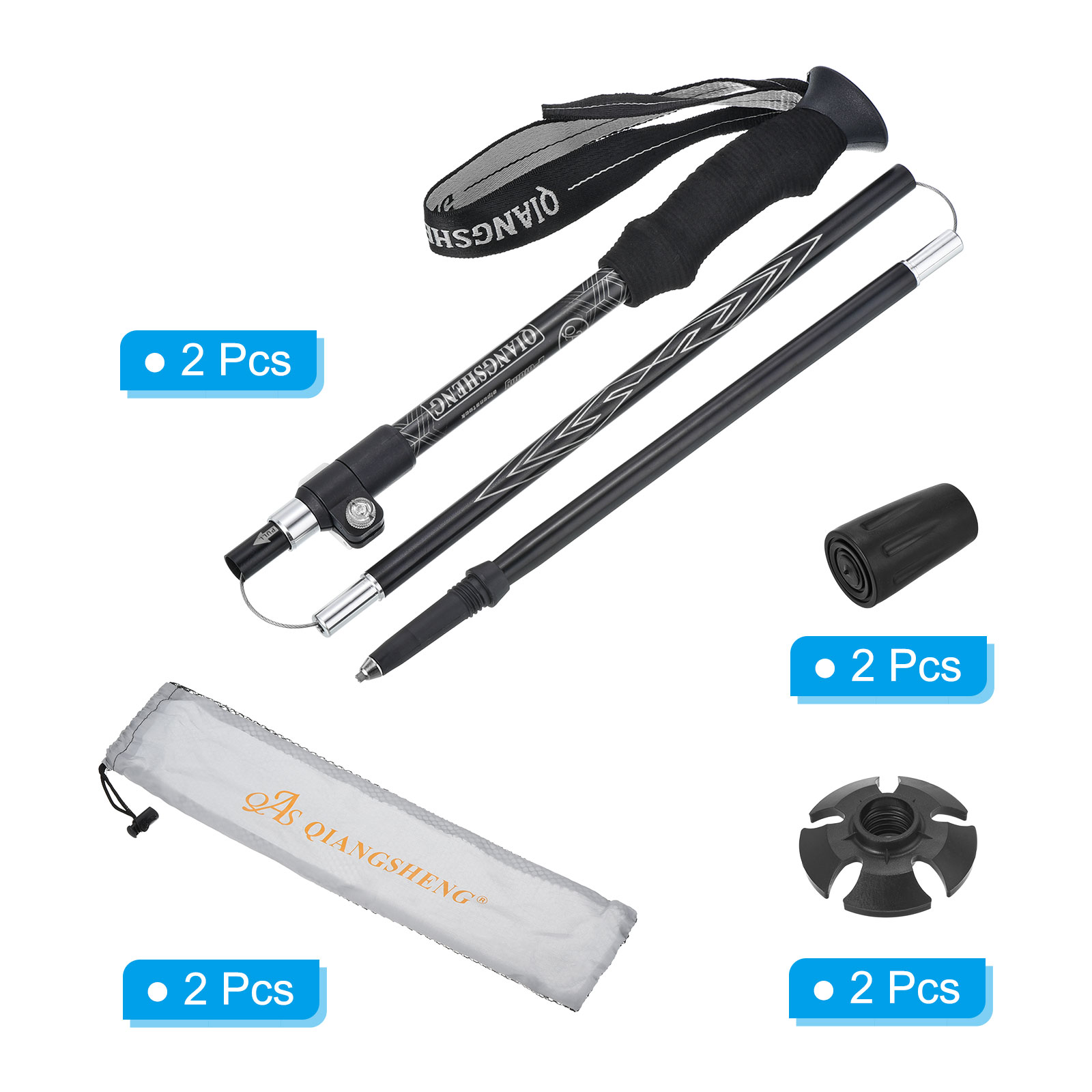 Uxcell Trekking Poles, Collapsible Hiking Pole 53 Inch Telescopic White 2Pack