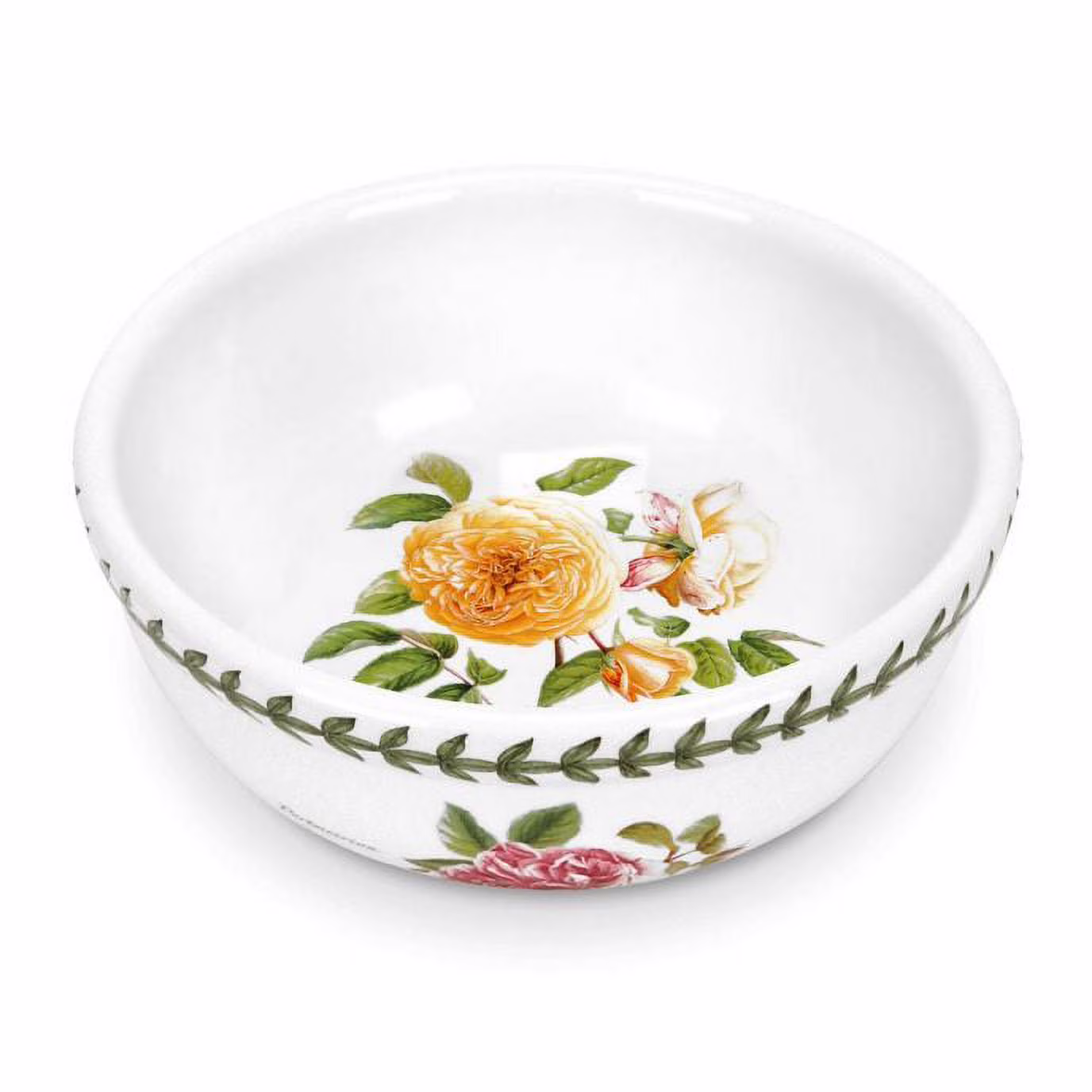 Portmeirion Botanic Roses 5-Inch Bowl with Teasing Georgia Motif, Dishwasher, Microwave, and Warm Oven Safe, Ceramic bowls for Dessert, Ice Cream, and Oatmeal