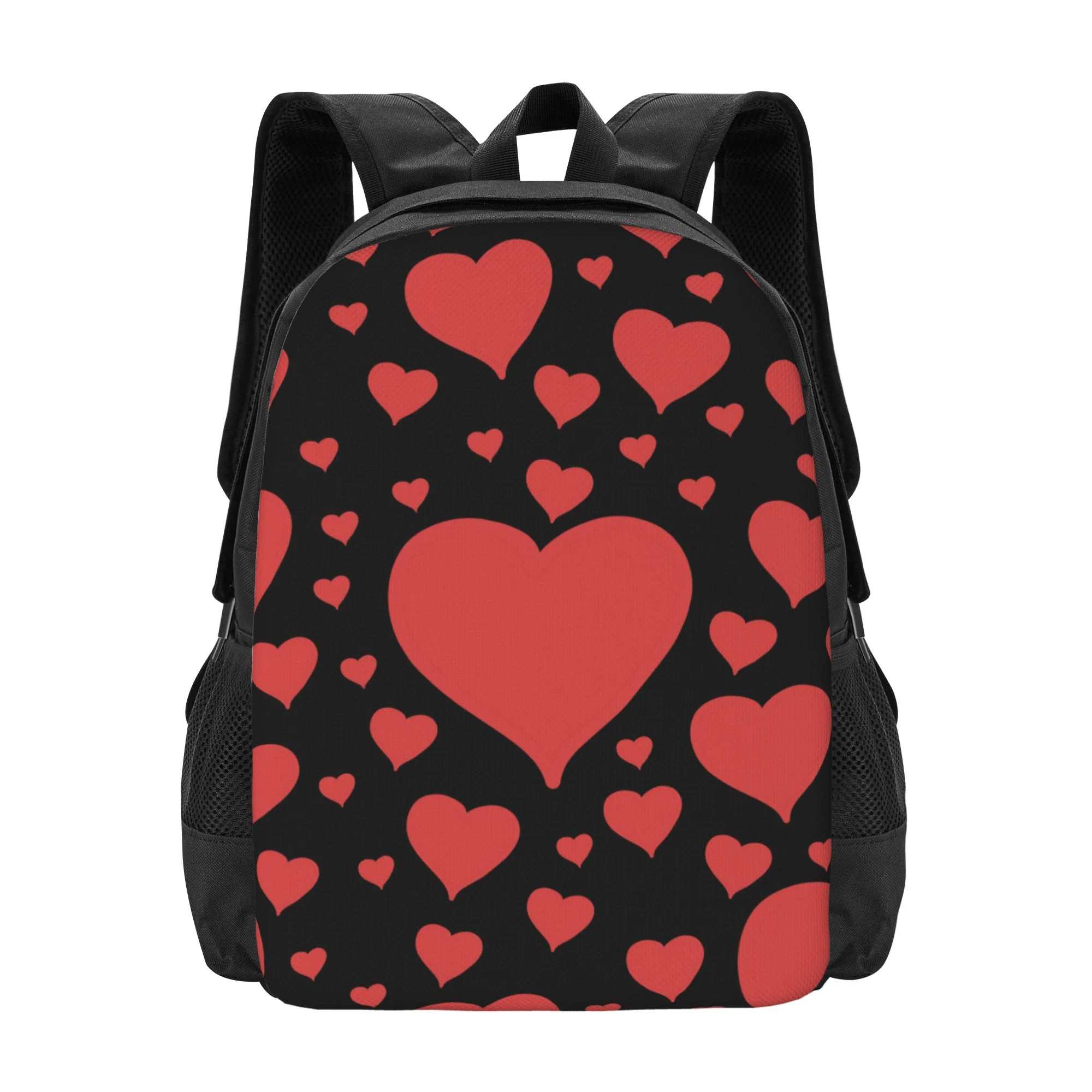 DouZhe Lightweight Backpack, Poker Hearts Valentine Pink Prints Travel Outdoor Hiking Bag School Bookbag Casual Daypack Backpacks for Women Men