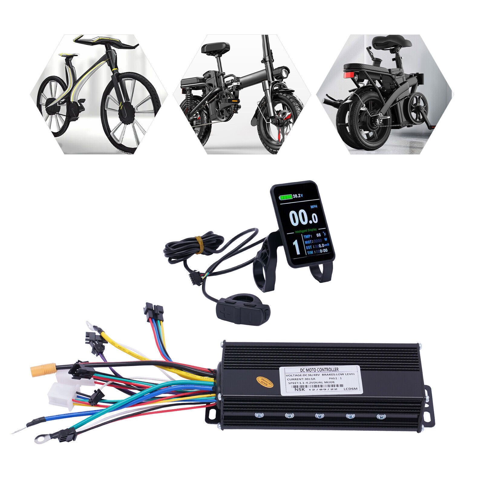 Electric Bicycle E-Bike Scooter Brushless Controller Kit LCD Display 1200W 48V