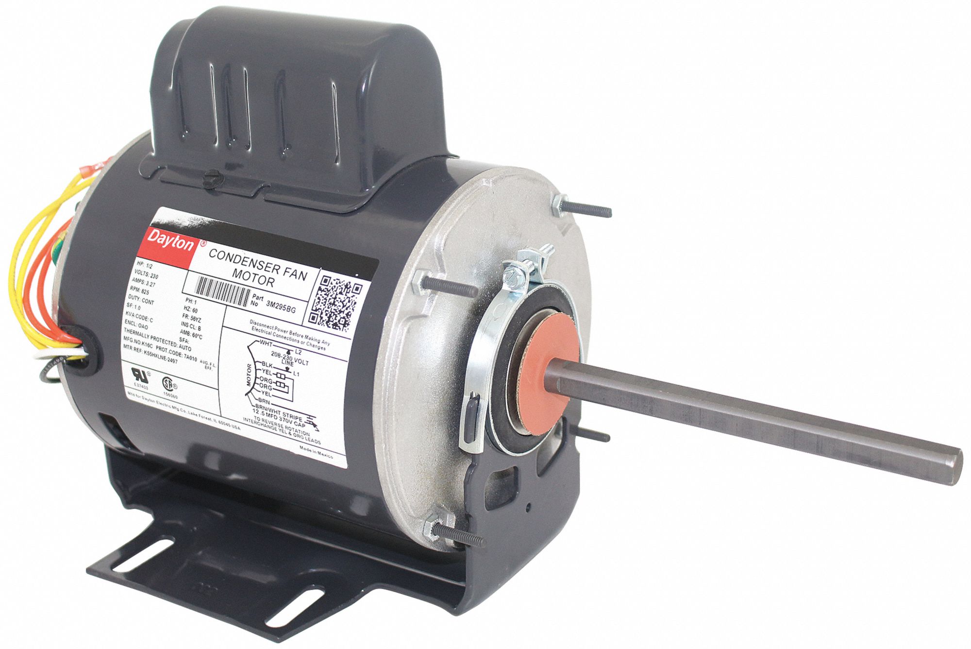 Dayton Condenser Fan Motor,1/2 HP,825 rpm,60 Hz  3M295