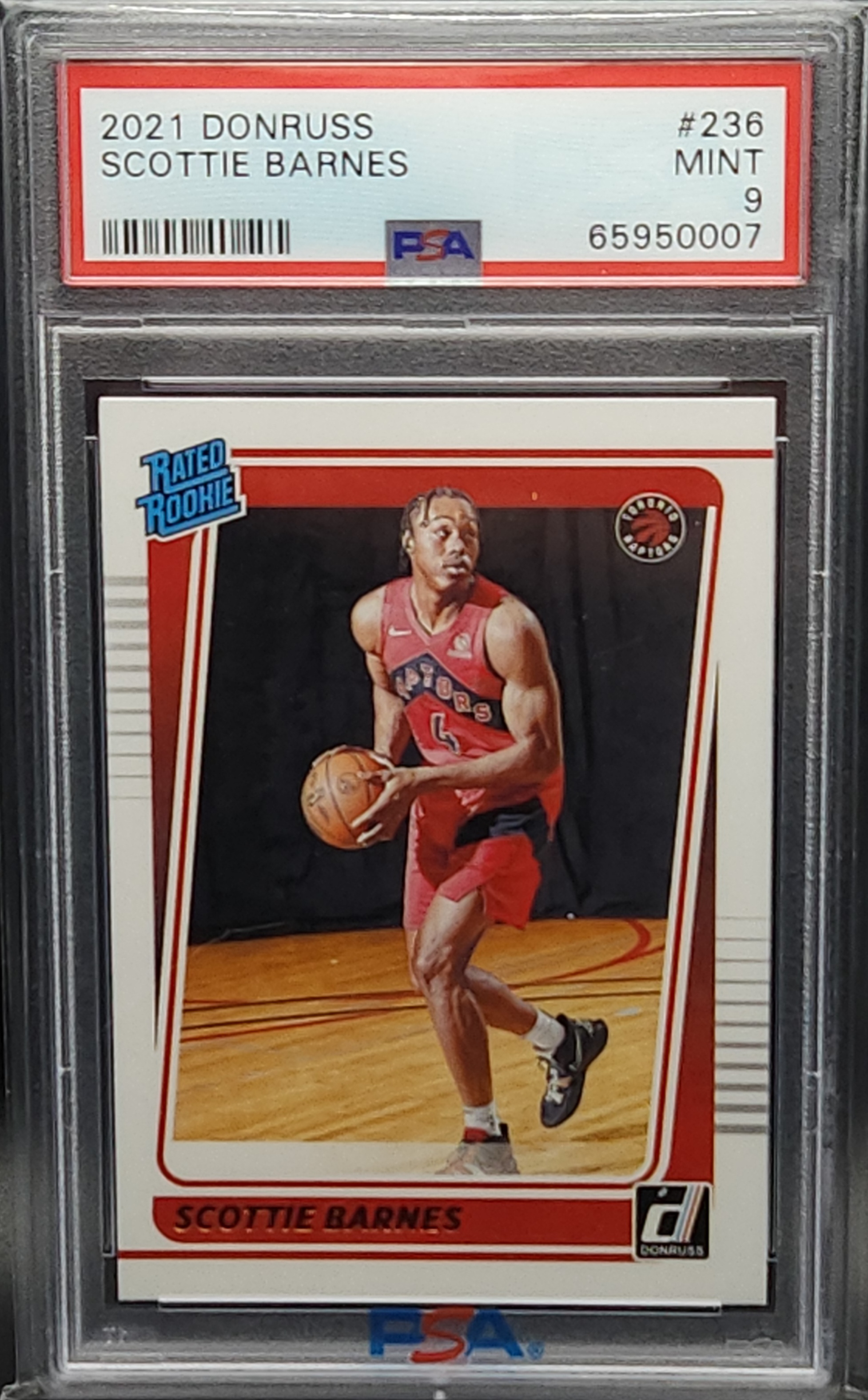 Scottie Barnes Toronto Raptors 2021 Donruss Rated Rookie Card #236 PSA 9 Mint