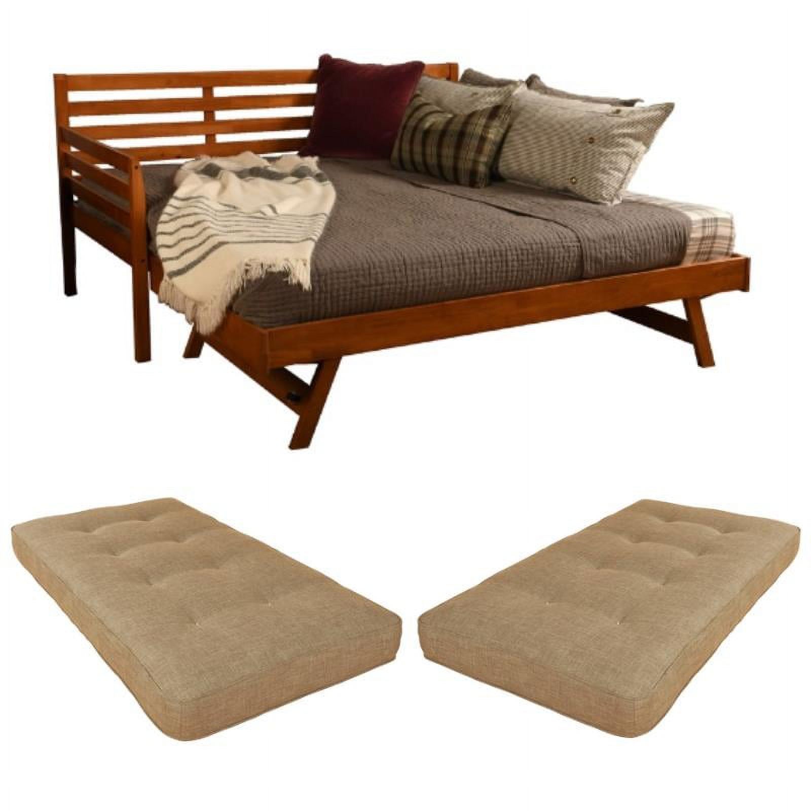 Home Square 3-Piece Set with 2 Fabric Daybed Mattresses and Wood Daybed