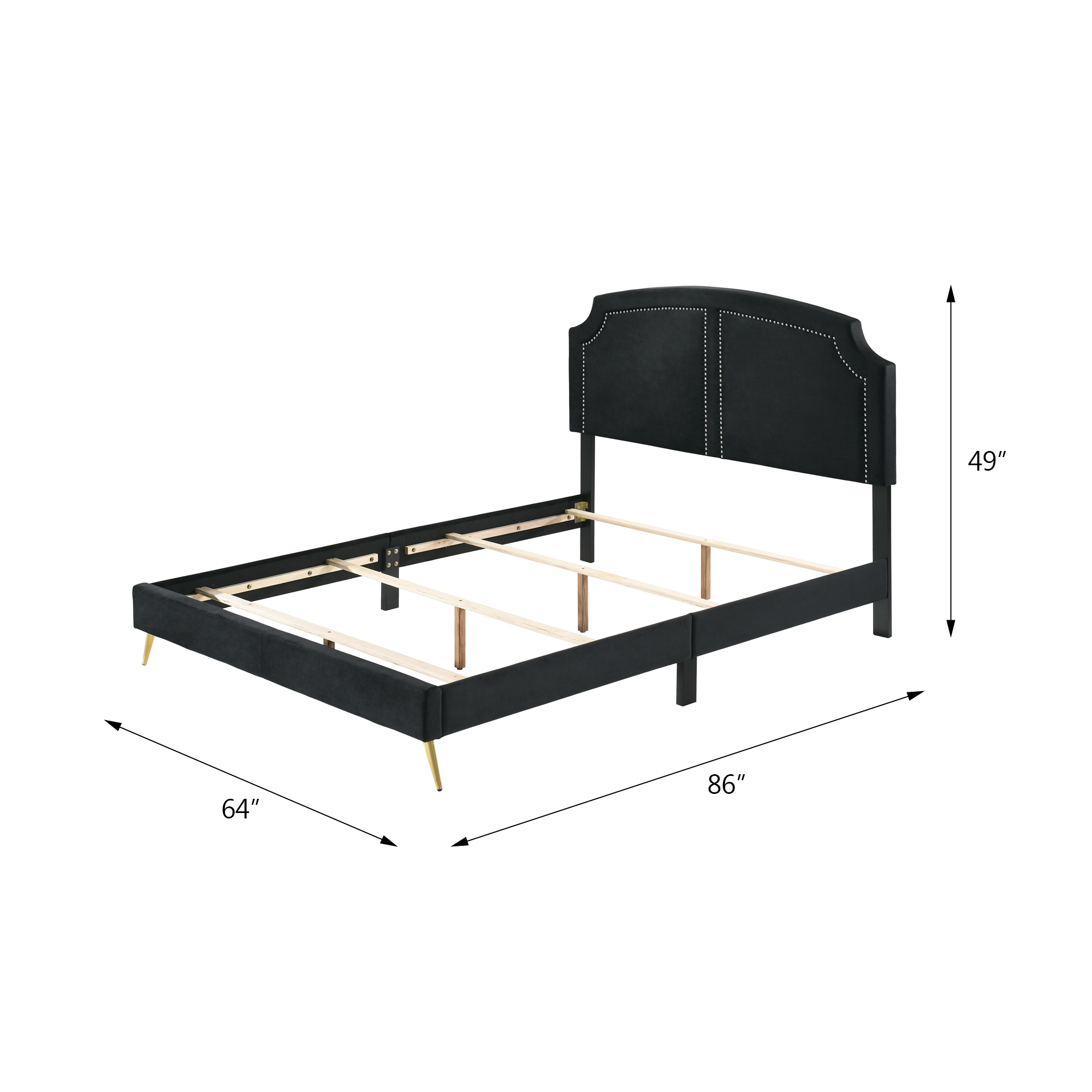 ACME Zeena Queen Bed in Black Velvet