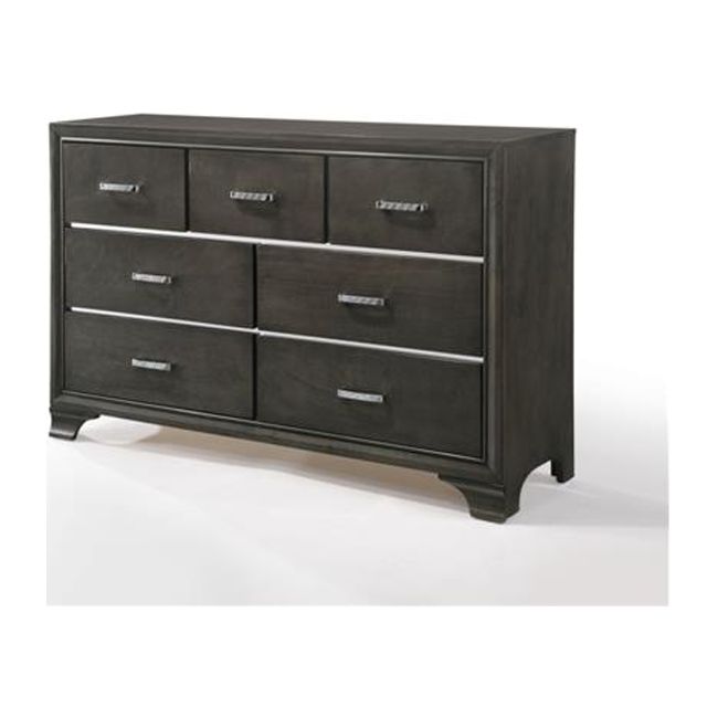 HomeRoots 490475 37 x 58 x 16 in. Gray Manufactured Wood Seven Drawers Triple Dresser