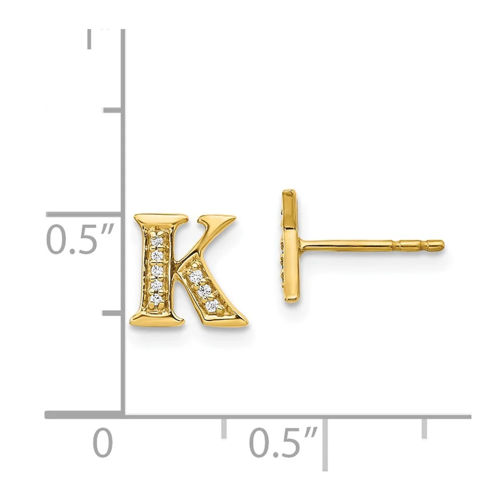 14k Diamond Initial K Earrings QEM4170K-005-YA