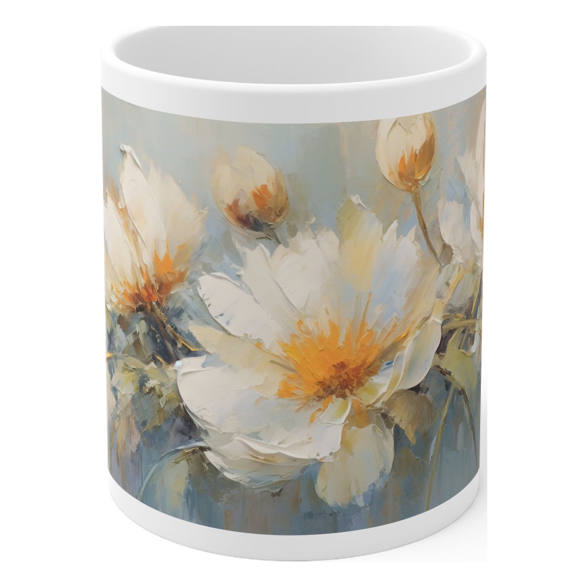 Ceramic Mug 11oz Oil palette knife Flowers Painting