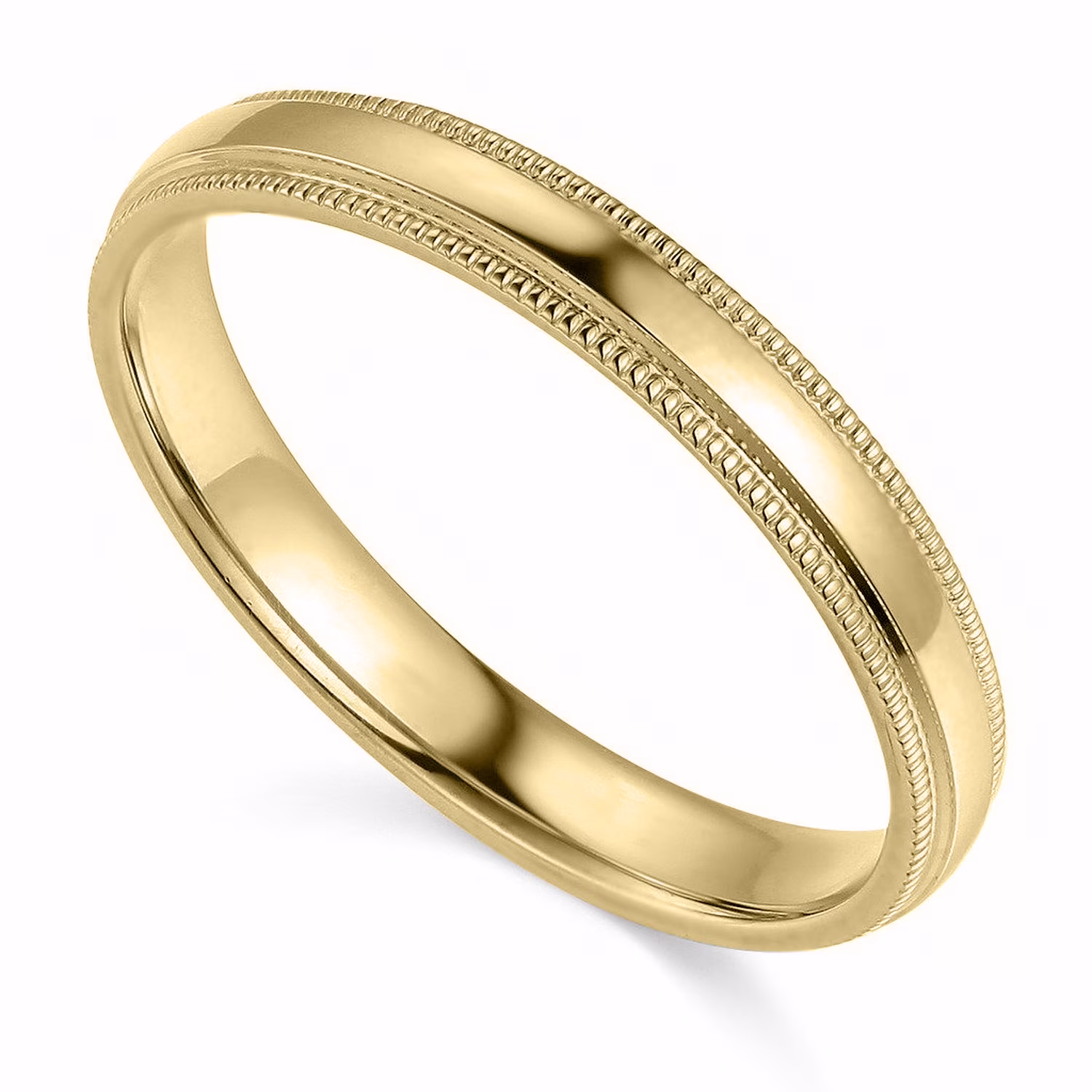 Precious Stars 14K Yellow Gold 3-mm Unisex Comfort-Fit Polished Milgrain Wedding Band