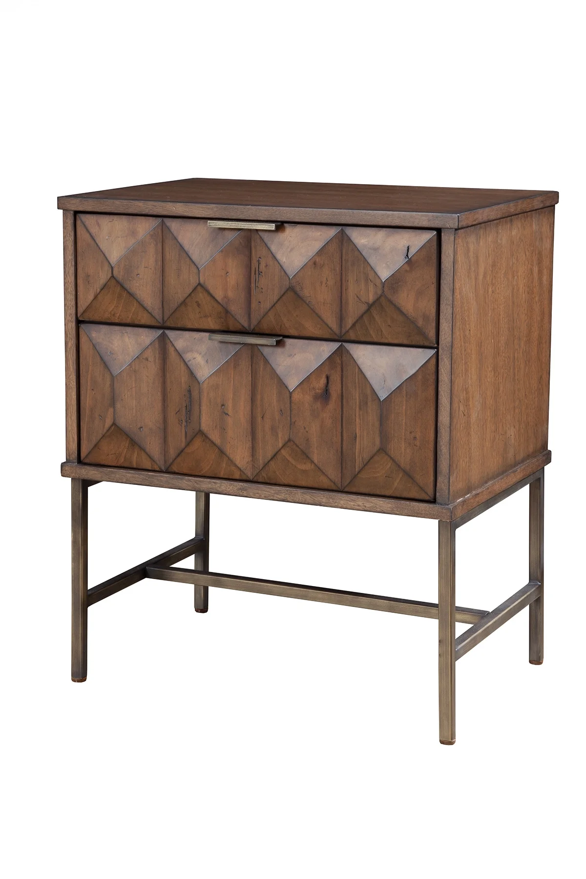 Origins by Alpine Trig Wood 2 Drawer Nightstand in Antique Brown