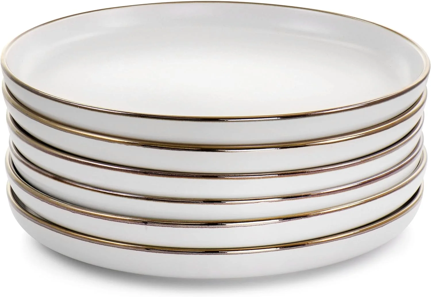 Arthur 6 Piece Stoneware Dinner Plate Set In Matt White With Rim