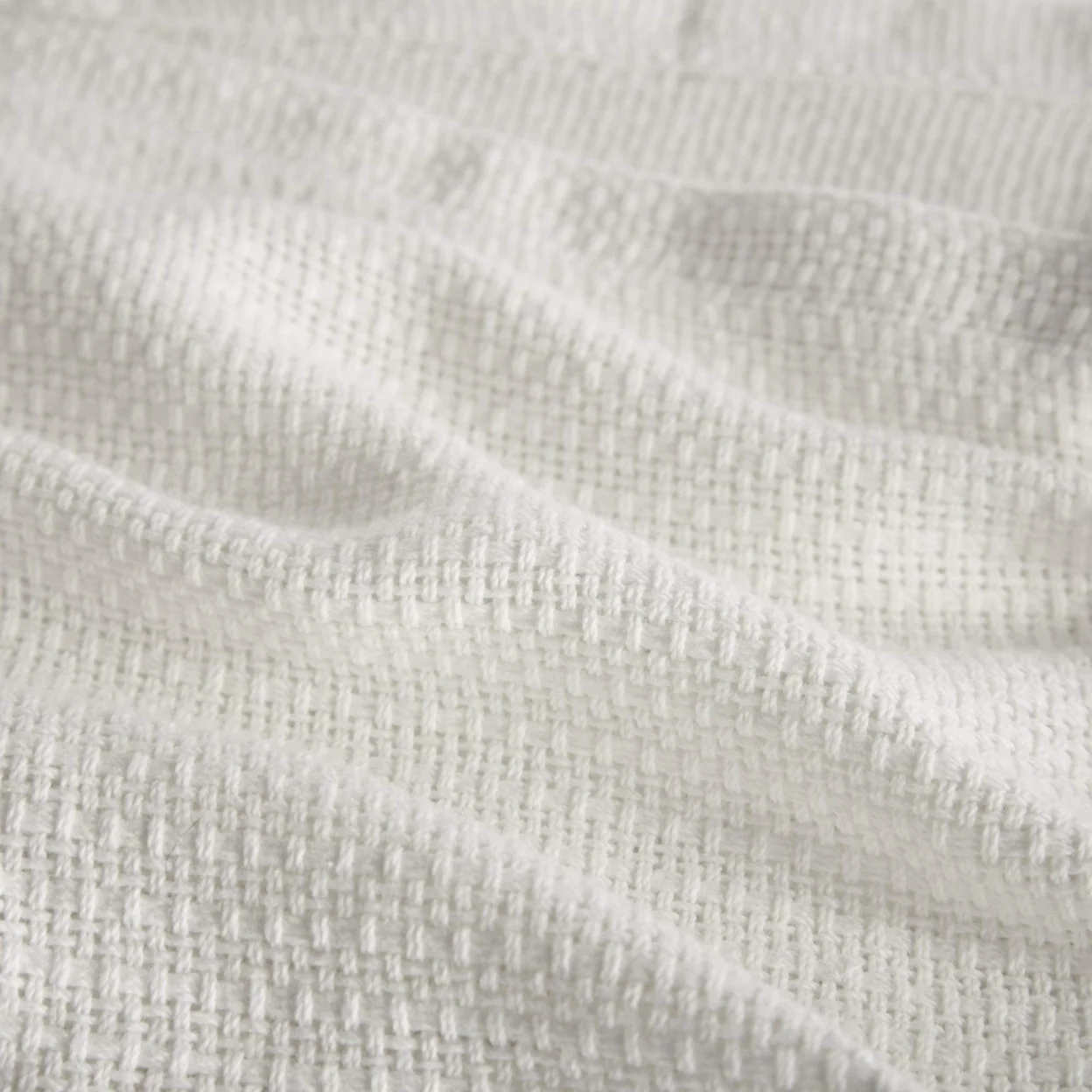 Madison Park Freshspun Basketweave Cotton Blanket Cream Twin