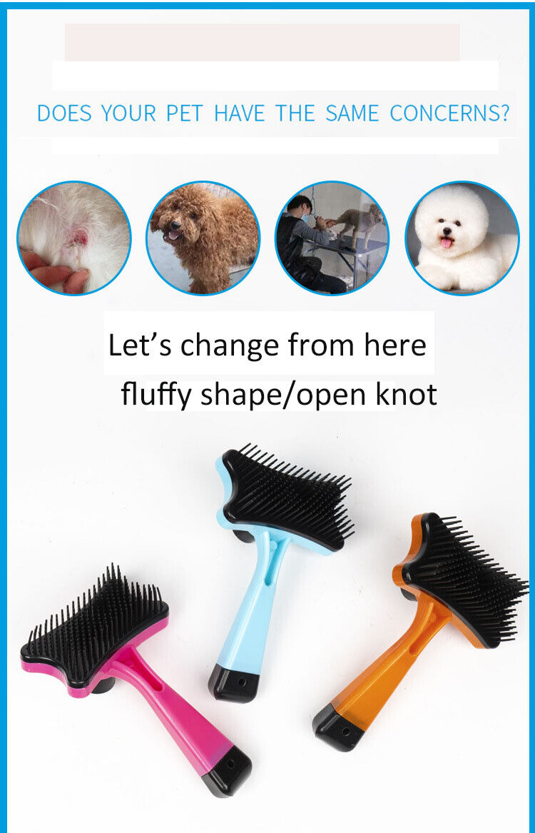Pet Hair Remover Dog Cat Comb Grooming Massage Deshedding Self Cleaning Brush Ḿ