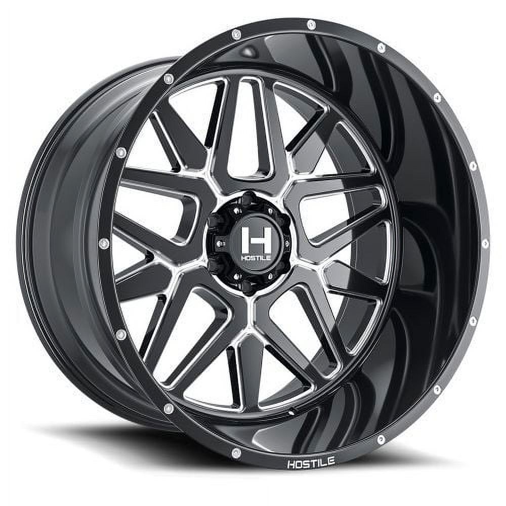 24x12 Hostile H128 Diablo Blade Cut (Gloss Black & Milled) Wheel 6x5.5 (-44mm)