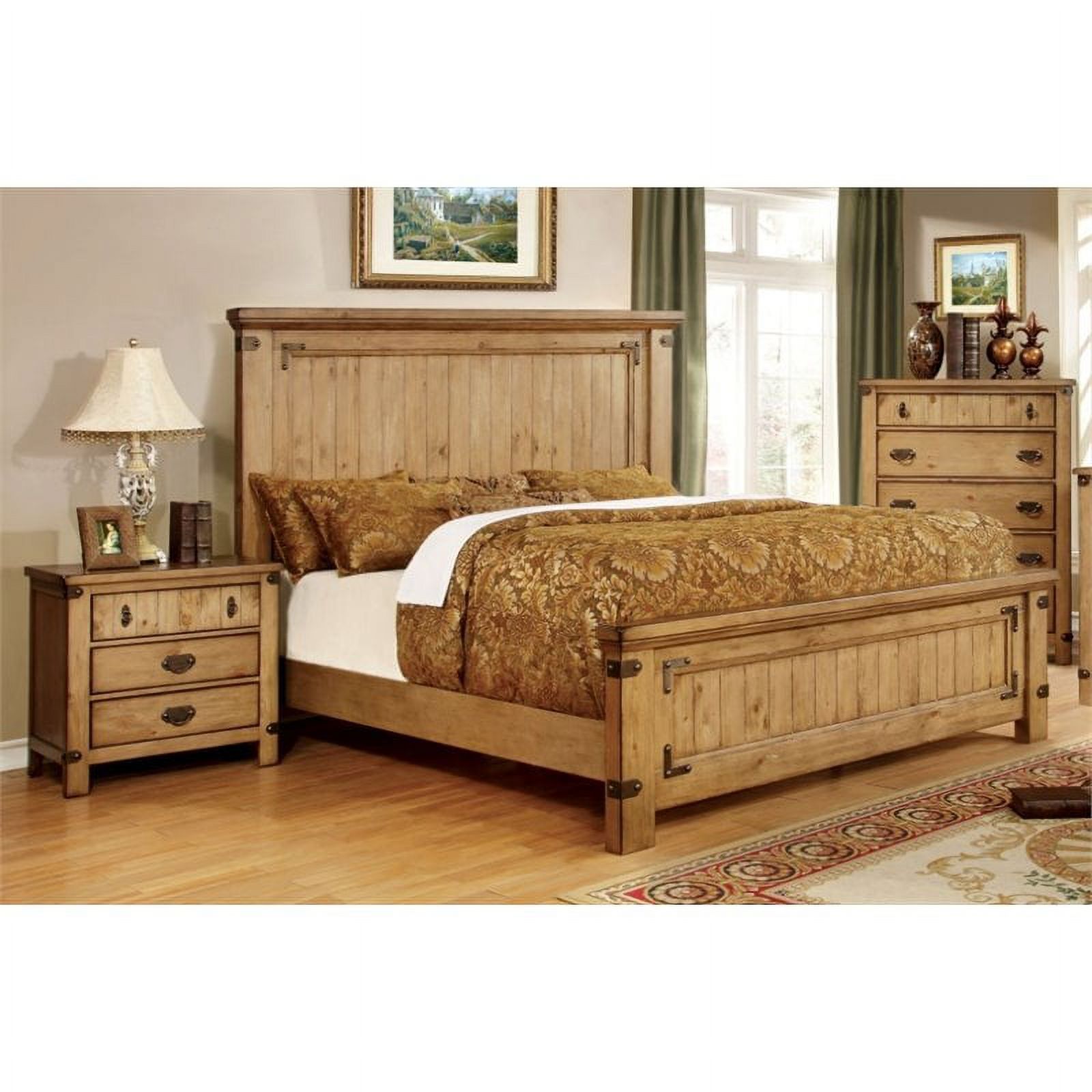 Bowery Hill 3-Piece Farmhouse Wood Bedroom Set in Weathered Brown Elm
