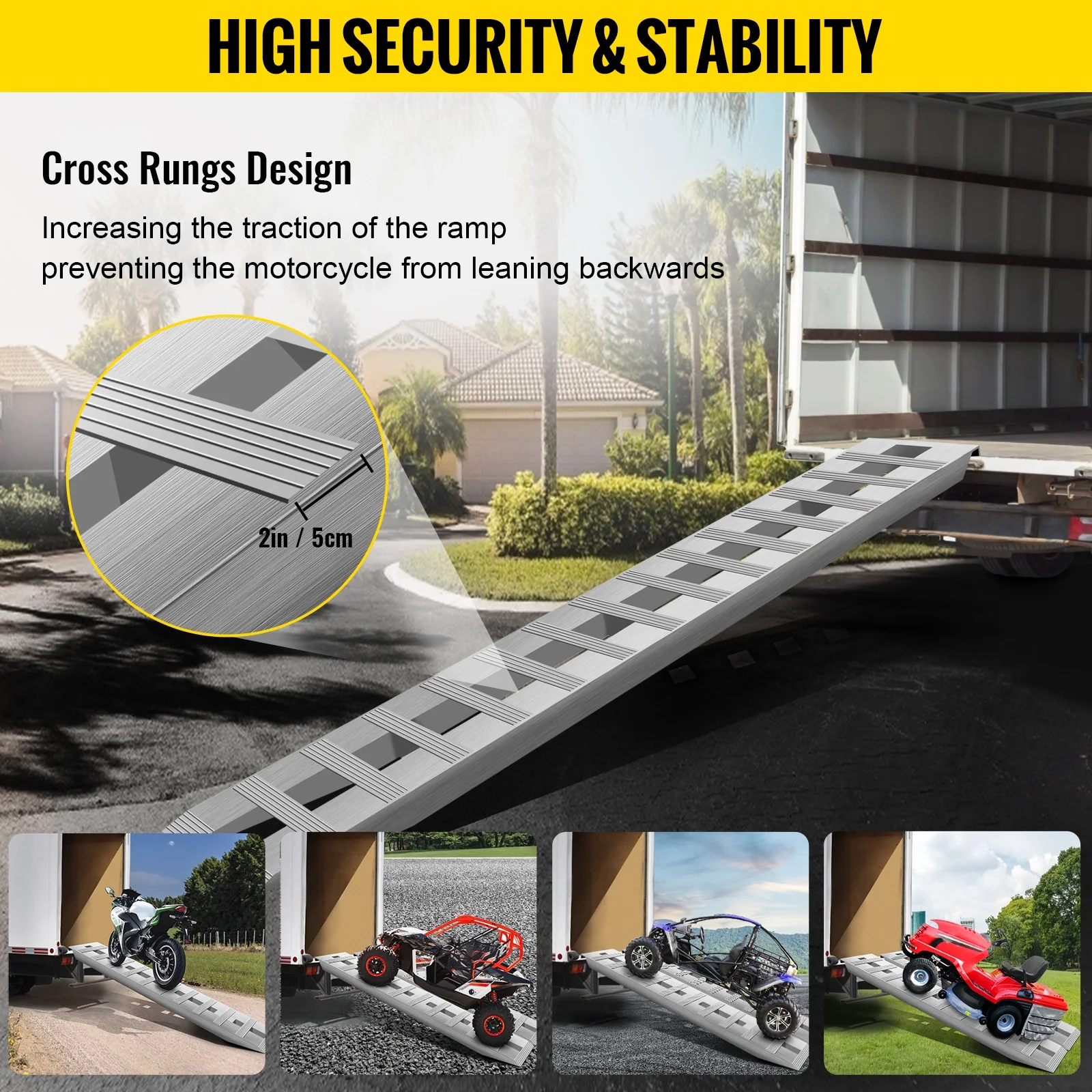 BENTISM 84x14 Inch Aluminum Ramps 6000LBS Capacity Car Trailer Truck ATV Ramps 1 Pair 2 Ramps