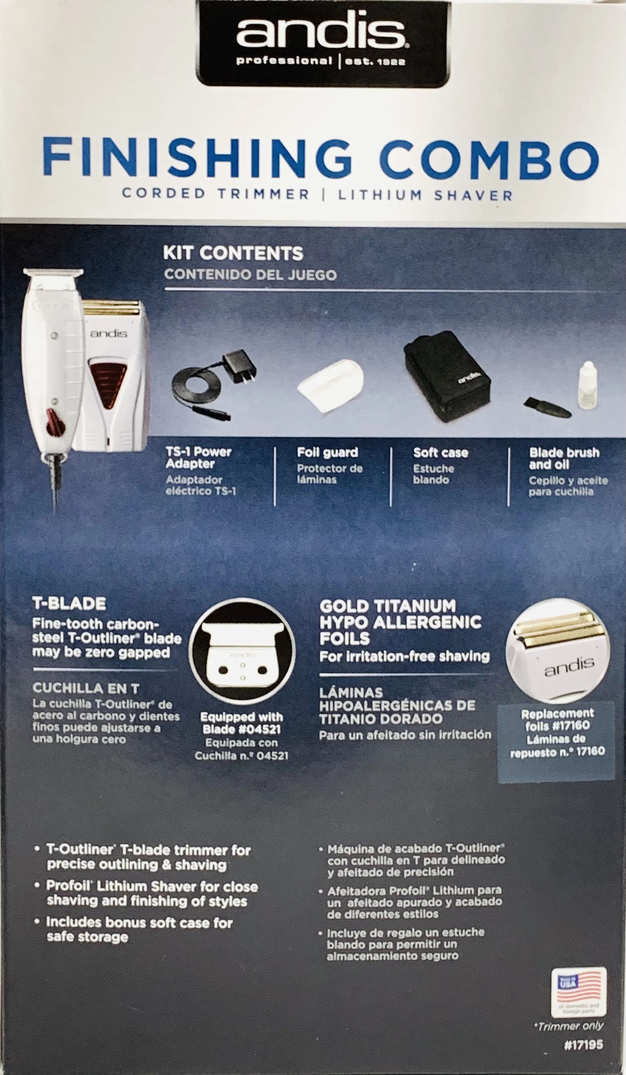 Andis 17195 Finishing Combo T-Outliner Trimmer & Pro-Foil Lithium Shaver