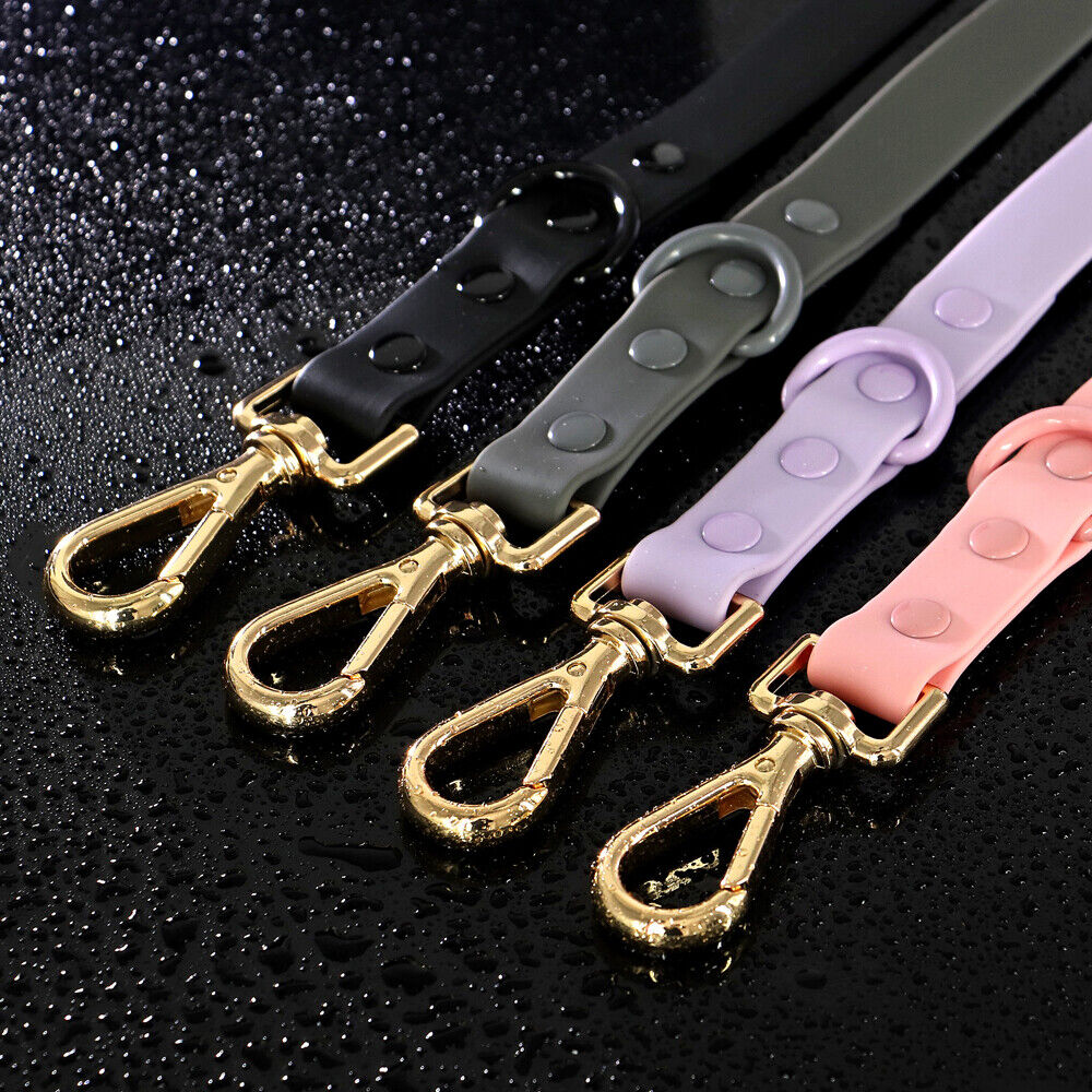 Waterproof PVC Dog Leash Soft Rubber Adjustable Pet Walking Lead with 2 Rings
