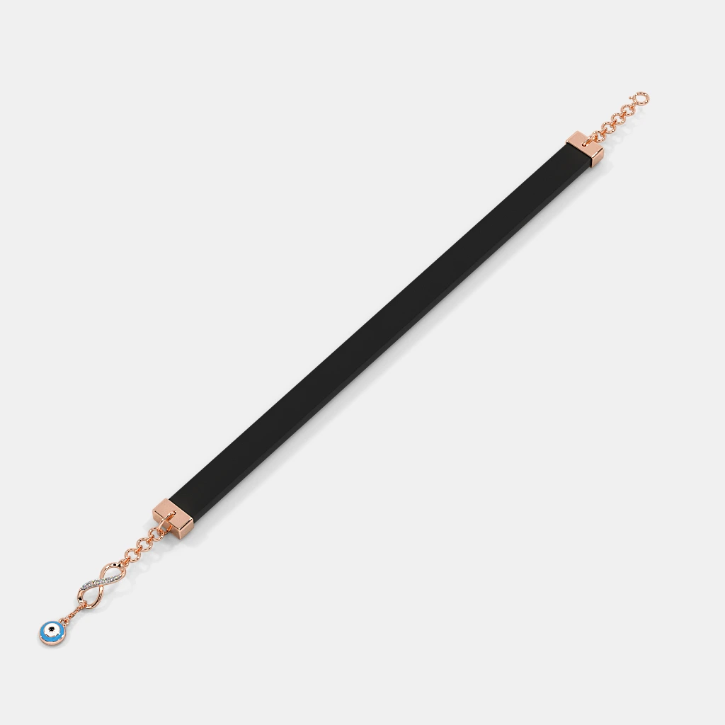 SILBERO INDIA The Eternality Adjustable Bracelet - Stylish Fusion in 18Kt Rose Gold and Black Silicon Rubber