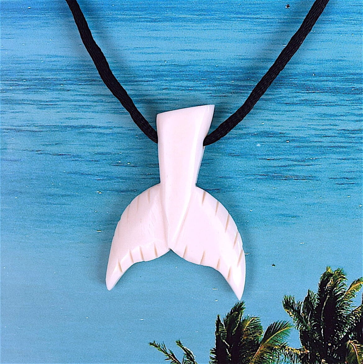 Unique Hawaiian Whale Tail Necklace, Hand Carved Buffalo Bone Whale Tail Necklace, N9433 Birthday Men Dad Father Valentine Gift
