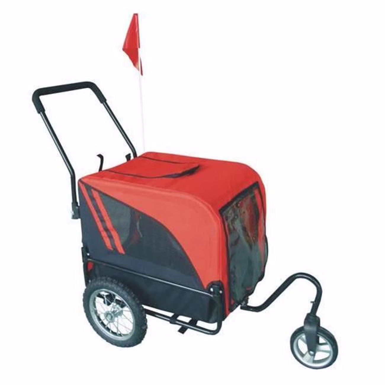 Online Gym Shop Elite-Jr Dog Pet Bike Trailer & Stroller with Swivel Wheel, Red & Black