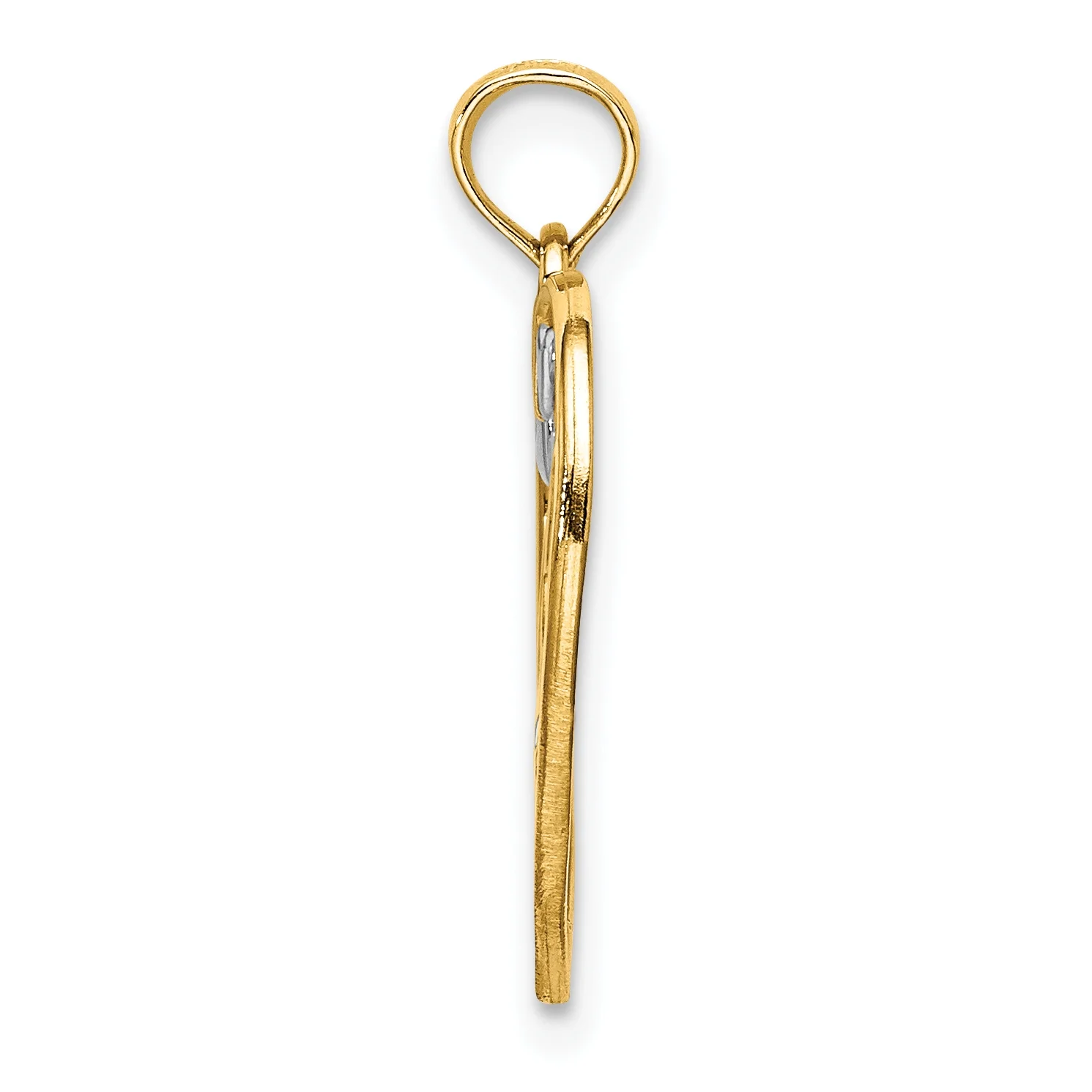 14K Two-Tone Gold Rhodium Plated Love With Hearts Pendant (21.5 mm x 17.75 mm) With 10K Yellow Gold Lightweight Rope Chain 16