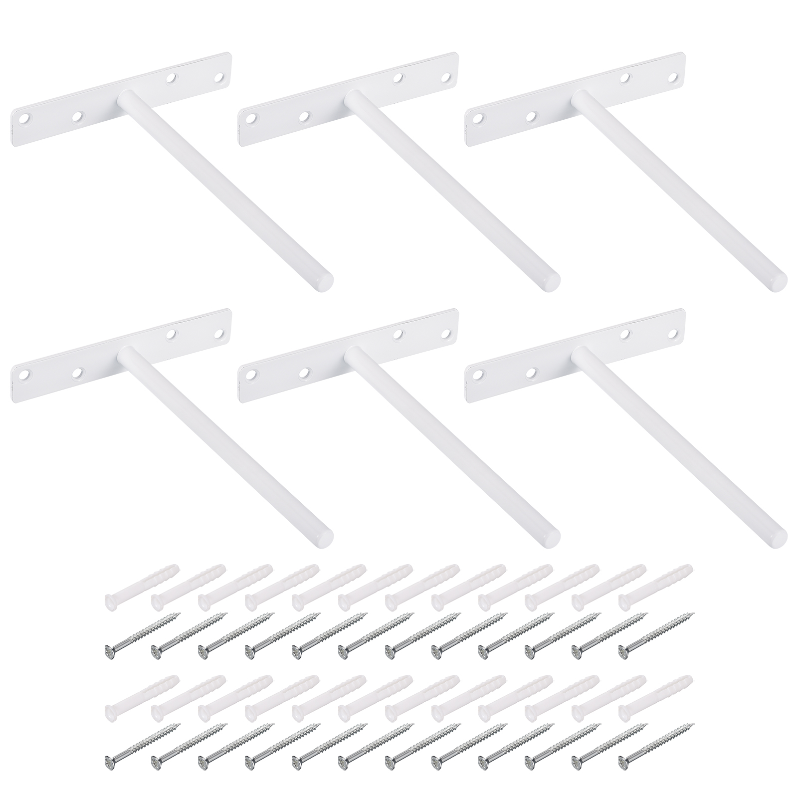 Uxcell 6Pack 8 Inch Wall Mounted Blind Floating Shelf Bracket Hidden Shelf Support White