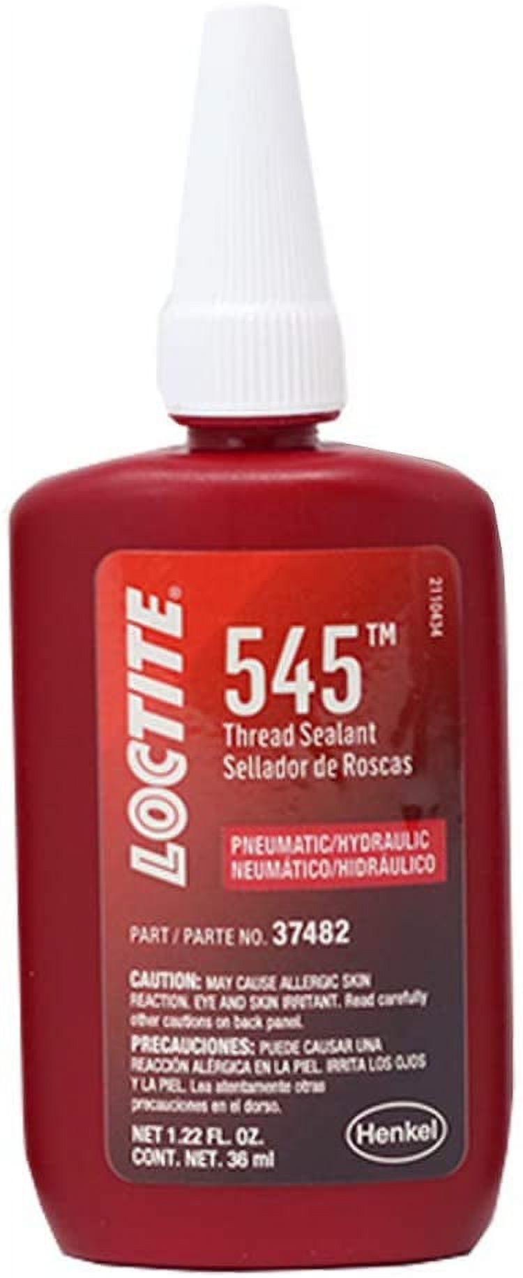 Loctite 545 Pneumatic/Hydraulic Pipe Thread Sealant, High Lubricity, High Pressure, No Fillers, Solvent Resistance, for Fine Threaded Fittings | Purple, 36 ml Bottle (PN: 492145)
