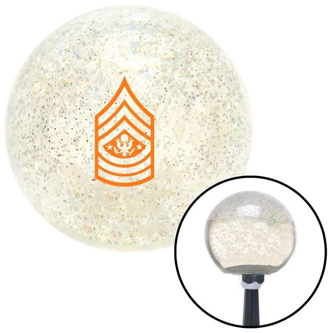 American Shifter  Orange Sergeant Major of the Army Clear Metal Flake Shift Knob with M16 x 1.5 Insert Brody