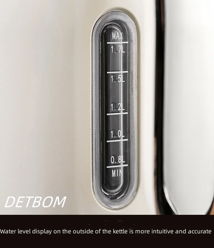 1.7L Stainless Steel Kettle with Temperature Gauge, 1800W Water Boiler with LED Light, Auto Shut-Off and Boil-Dry Protection