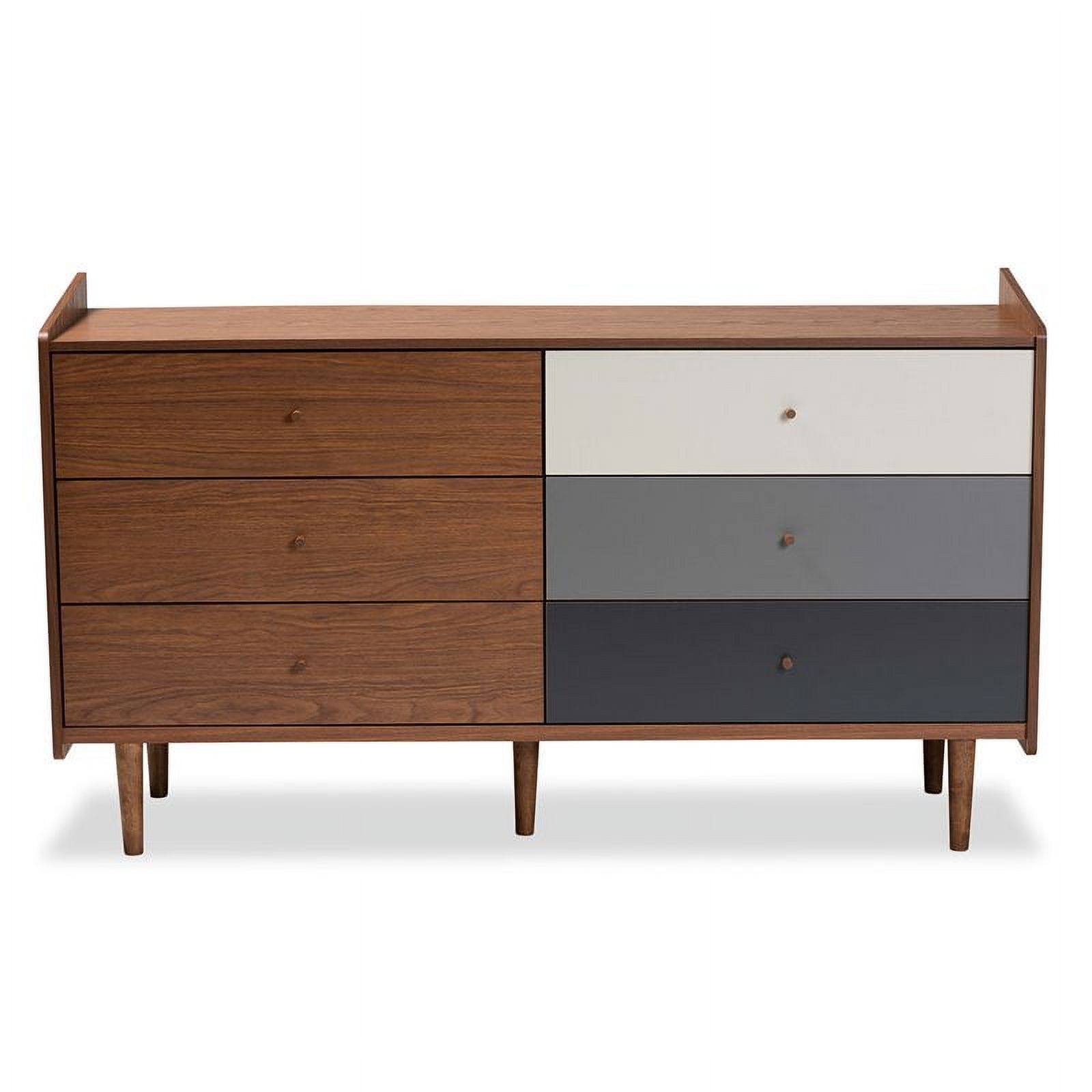 Bowery Hill Walnut Brown and Grey Finished Wood 6-Drawer Dresser