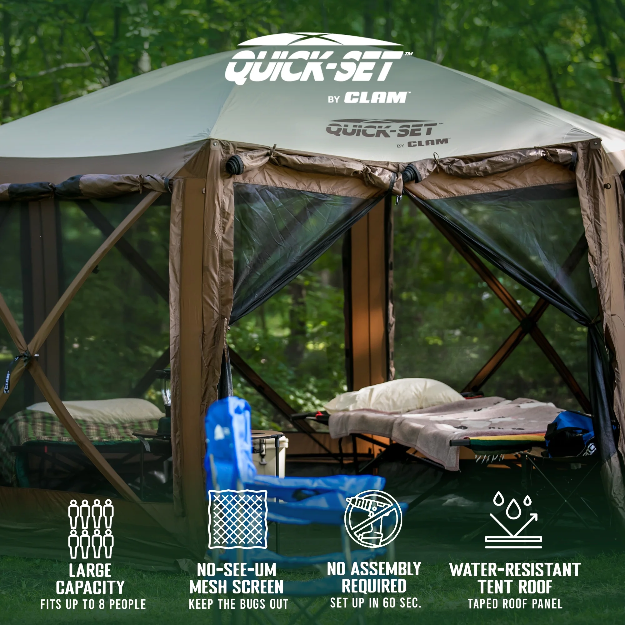 CLAM Quickset Pavilion 12.5' Portable Outdoor Gazebo Canopy Tent with Floor Tarp