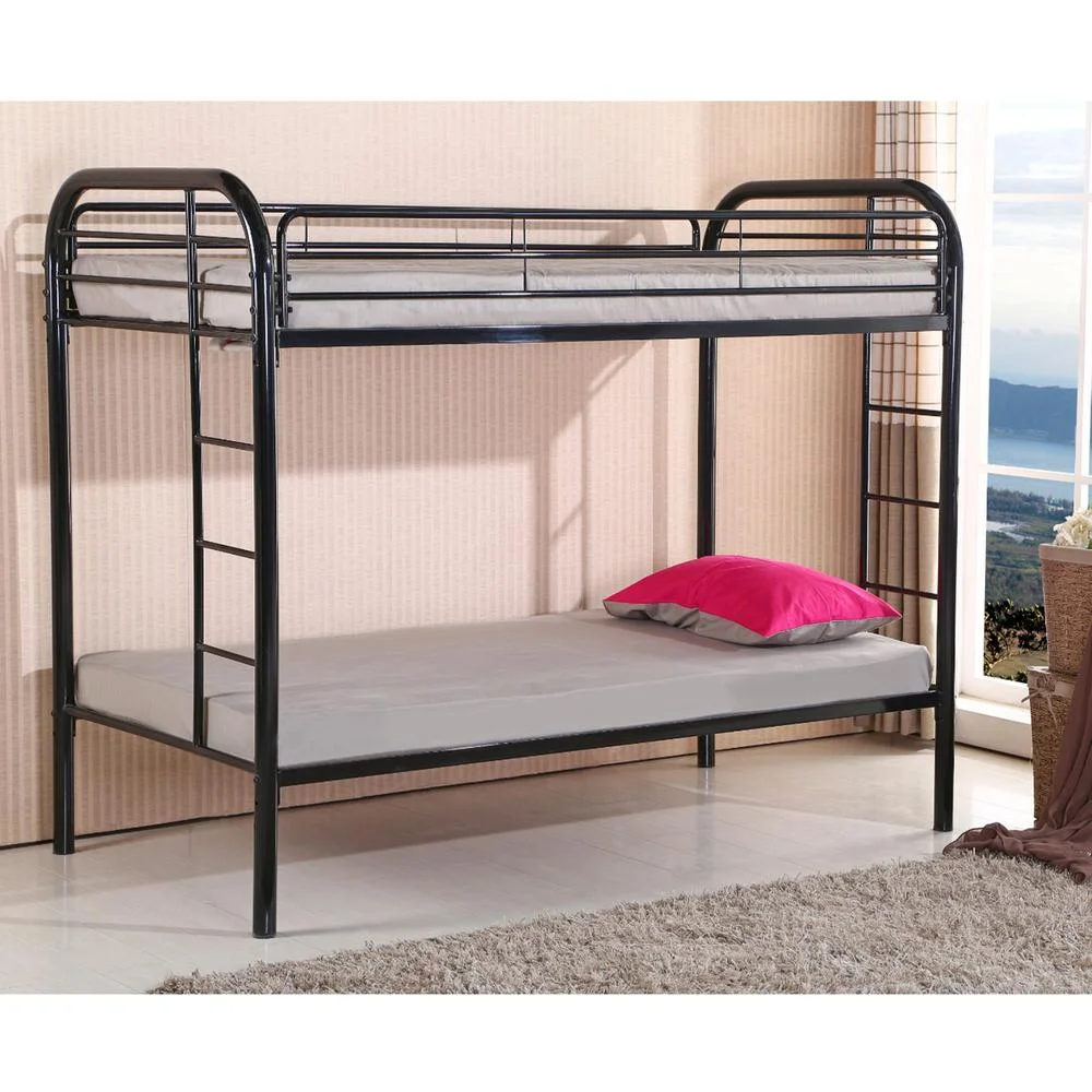 Better Home Products Oasis Twin over Twin Metal Bunk Bed in Black