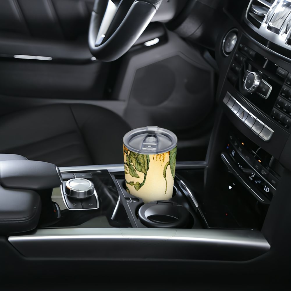 JEUXUS VIKIS 20 oz Insulated Double Wall Stainless Steel Tumbler with Spill Proof Lid and Reusable Straw, Water Bottle Coffee, Sunflower Gnomes Cup Mug Tumbler (Sunflowers)