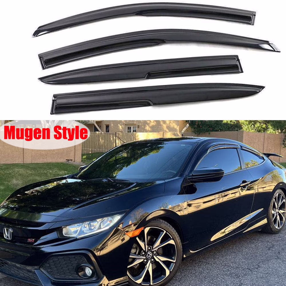 For 2016 2017 2018 2019 2020 Honda Civic Coupe 2-Door Window Visor Rain 3D Style Deflector 4PC