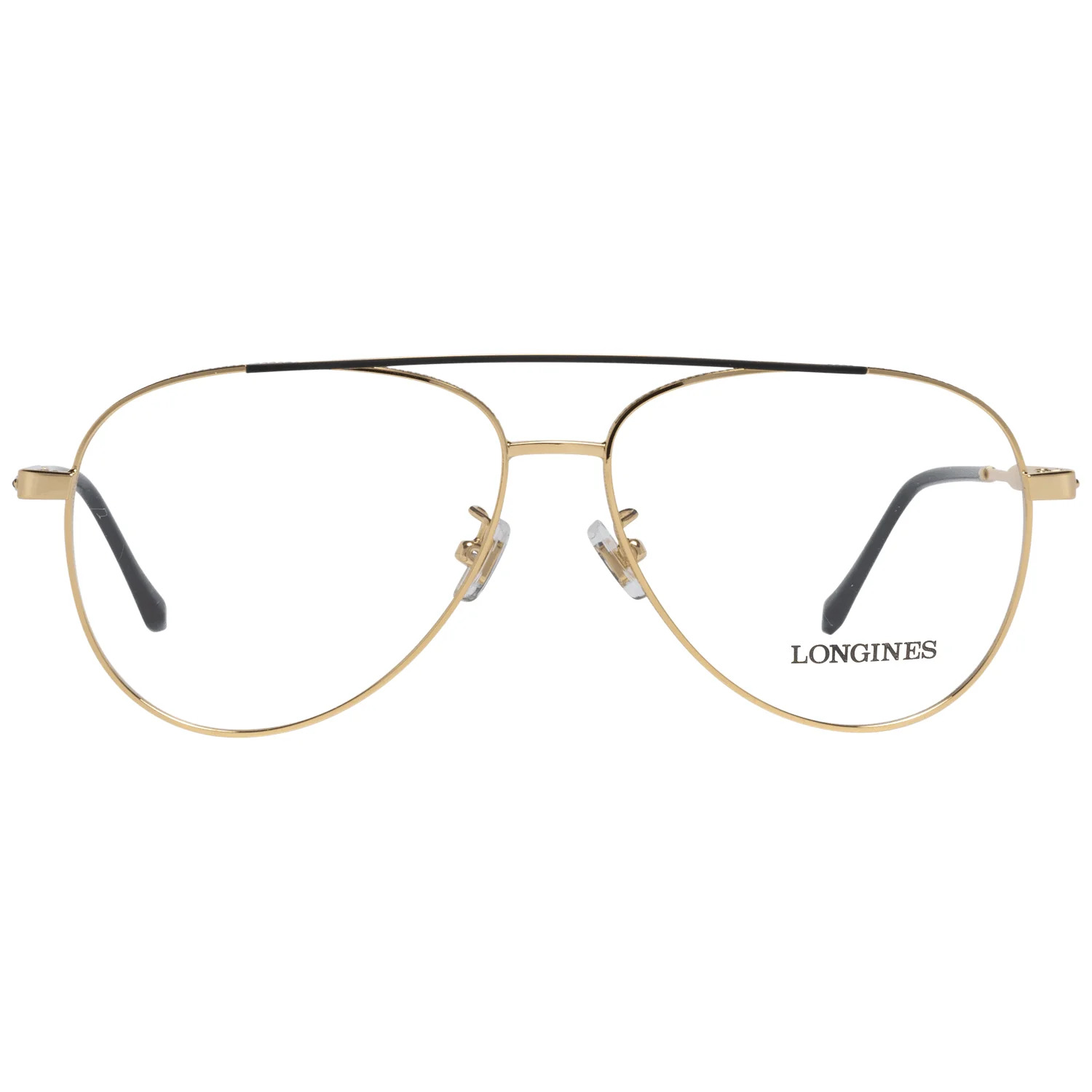 Longines LG5003-H Full Rim Aviator Shiny Endura Gold and Matte Black Eyeglasses