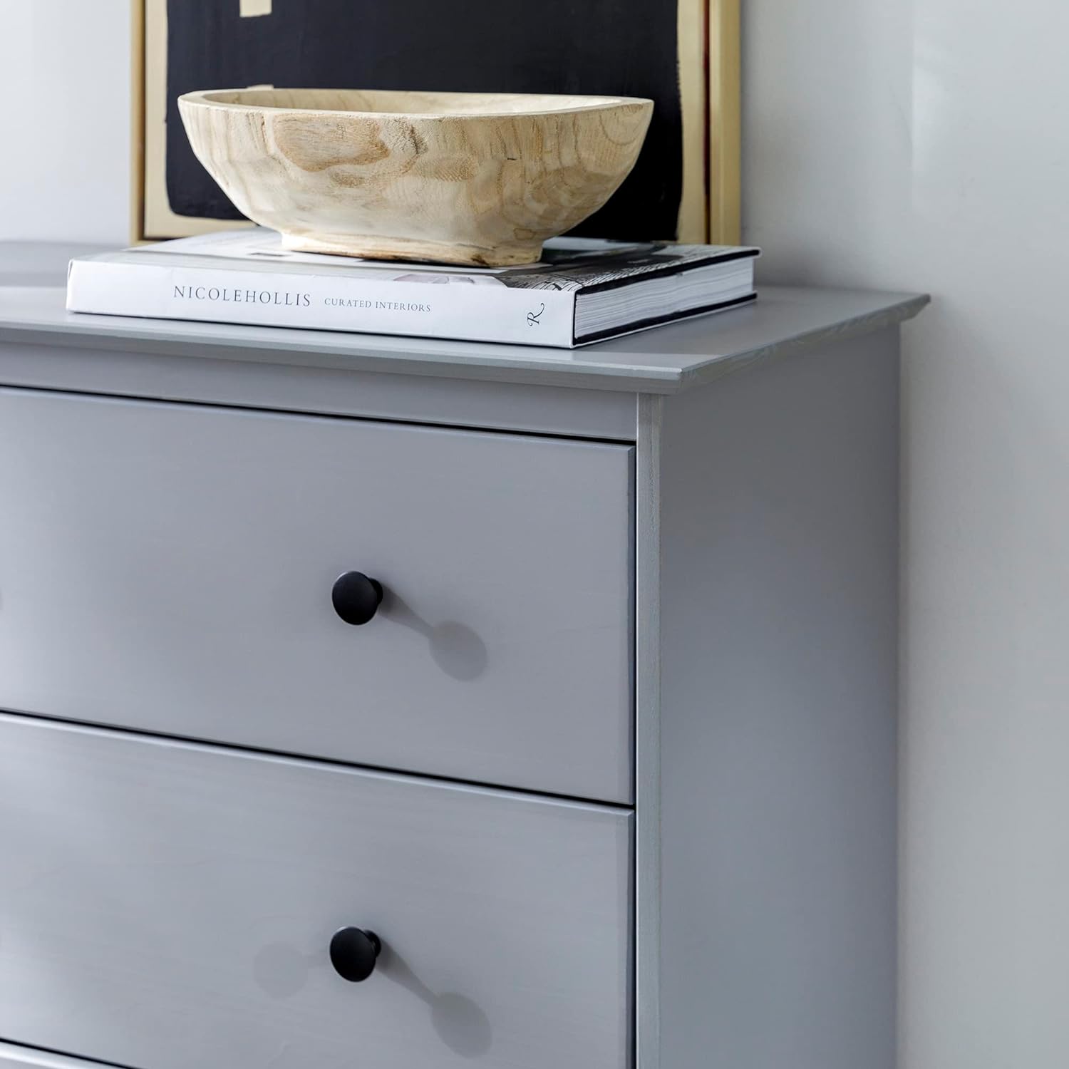 xrboomlife Myron Modern 4-Drawer Solid Wood Dresser  40 Inch  Grey