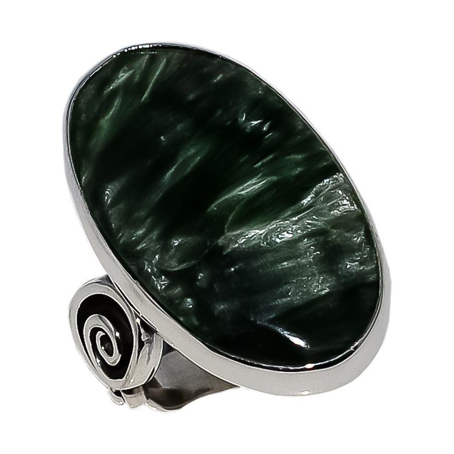 Russian Seraphinite Solid 925 Sterling Silver Ring s.7 S2073 S1878