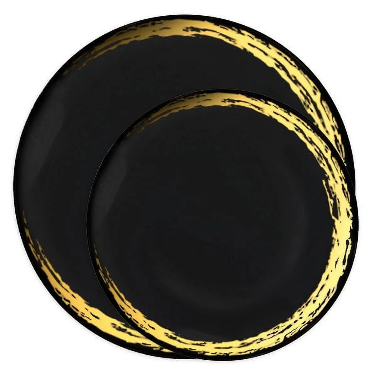 Smarty Black with Gold Moonlight Round Plastic Dinnerware Value Set 240 ct