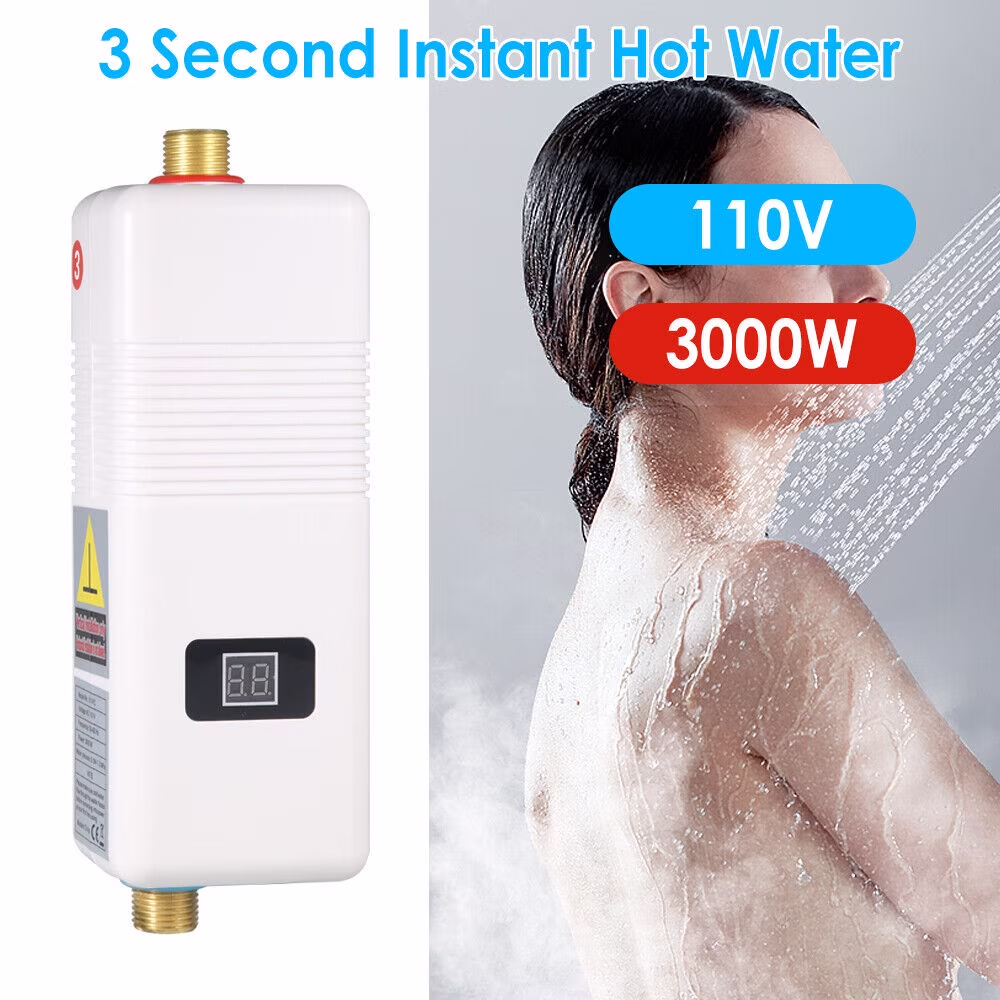 G·PEH 110v 3000w Tankless Electric Water Heater 3 Second Instant Hot Water Kitchen