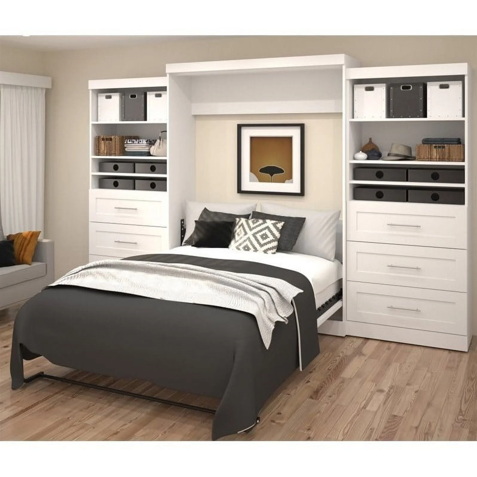 Atlin Designs Comfort Wood with Storage Bed, Queen, White