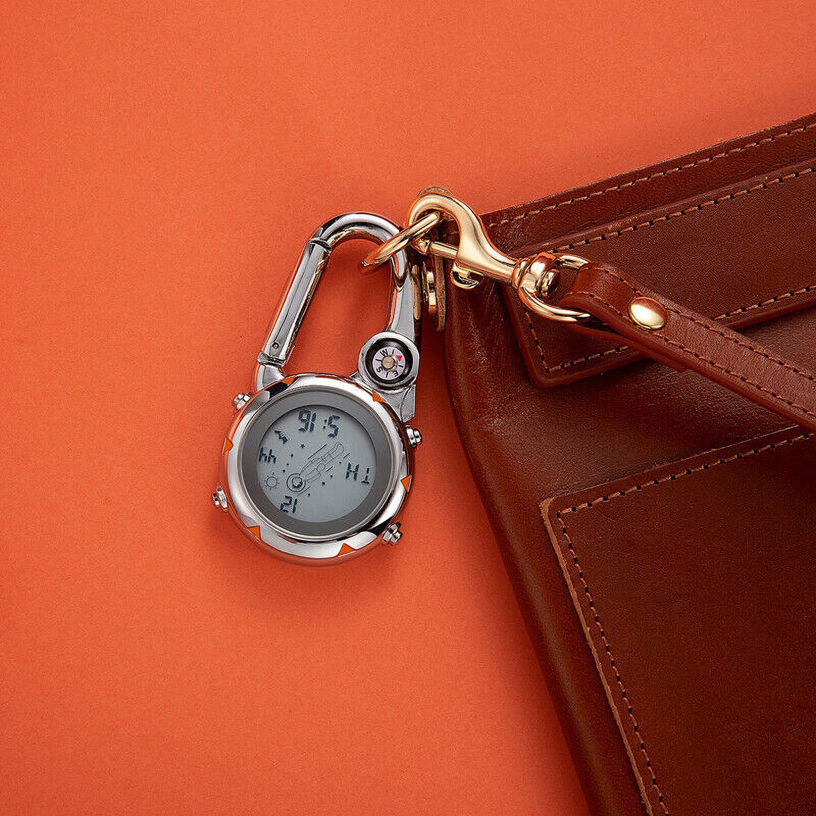 Multifunction Clip-On Carabiner Backpack Digital Watch W/ Light Compass Calendar