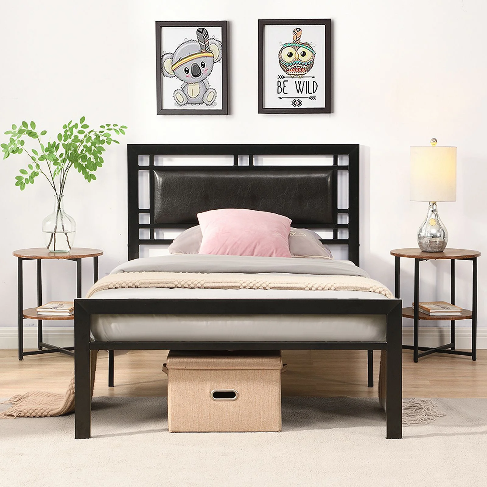 CoSoTower Twin Size Metal Bed Sturdy System Metal Bed Frame ,Modern Style and Comfort to Any Bedroom ,Black