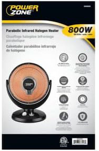DF1015 Oscillating Parabolic Heater, 6.7 A, 120 V, 400/800 W, 2 -Heating Stage, Black