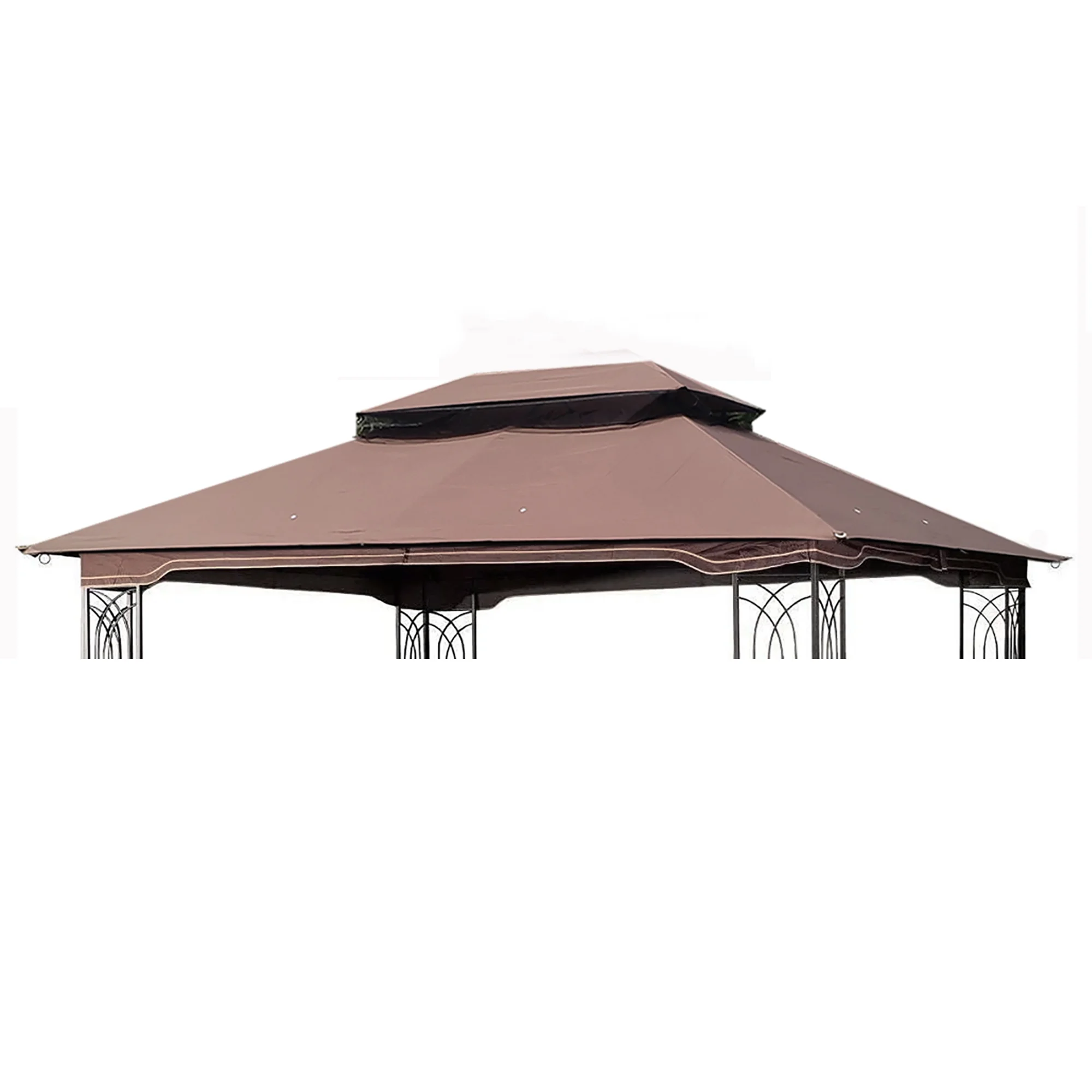 Gecheer 13x10 Ft Patio Double Roof Gazebo Replacement Canopy  Fabric,Brown