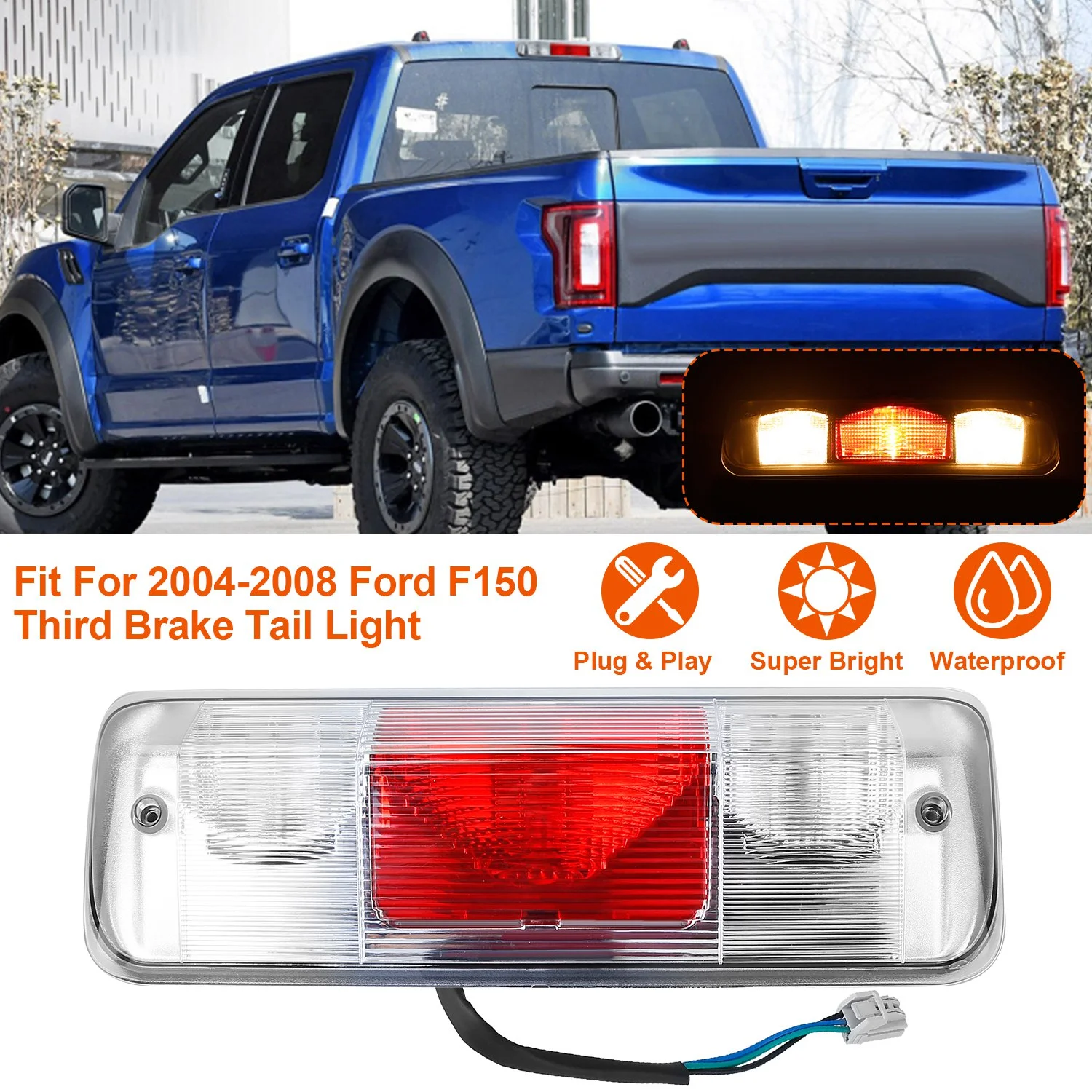 iMountek 3rd Brake Tail Light, Cargo Lamp Bar Fit for 2004-2008 Ford F150 Rear Center High Mount Stop Light