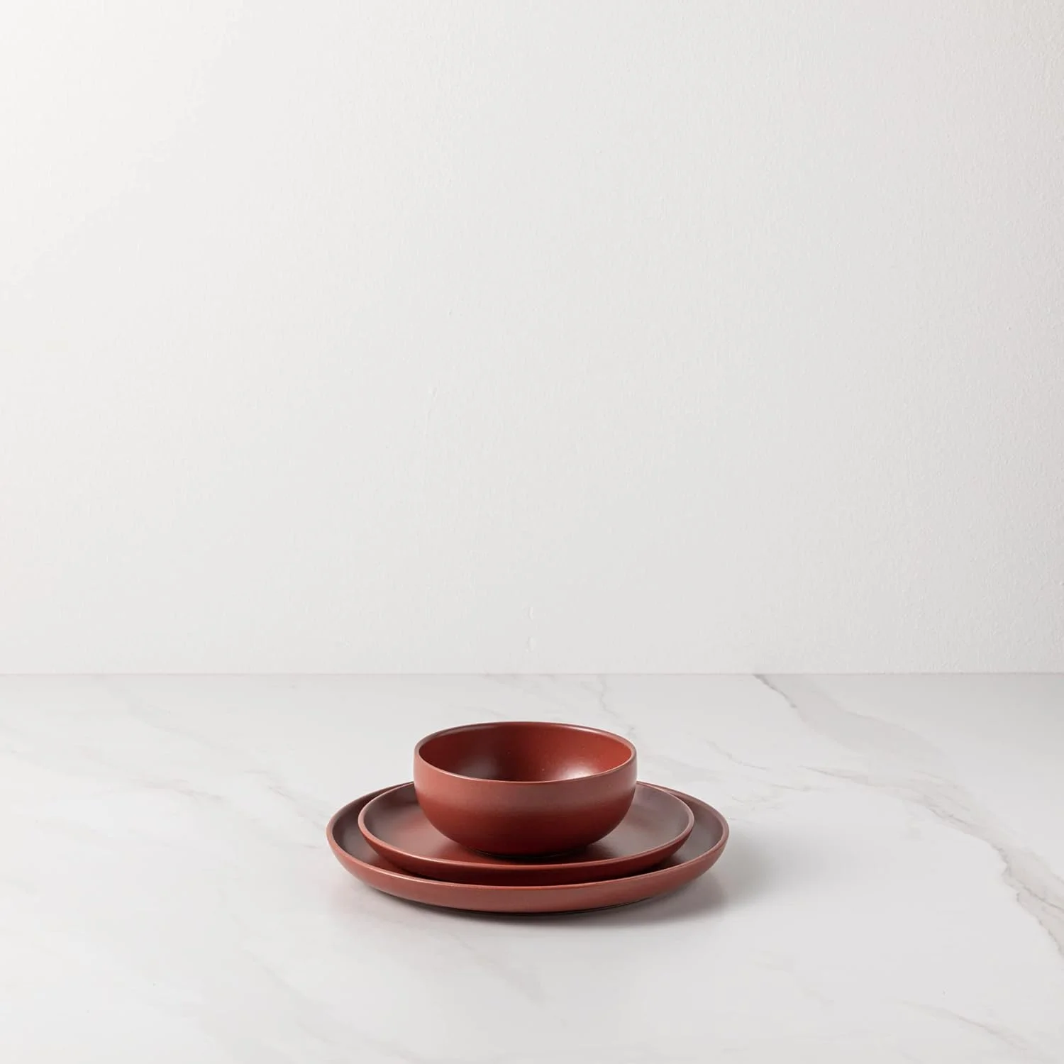 Ceramic Stoneware 4-Piece Place Setting Service For 1, Pacifica Collection, Cayenne | Microwave & Dishwasher Safe Dinnerware Set | Food Safe Glazing | Restaurant Quality Tableware