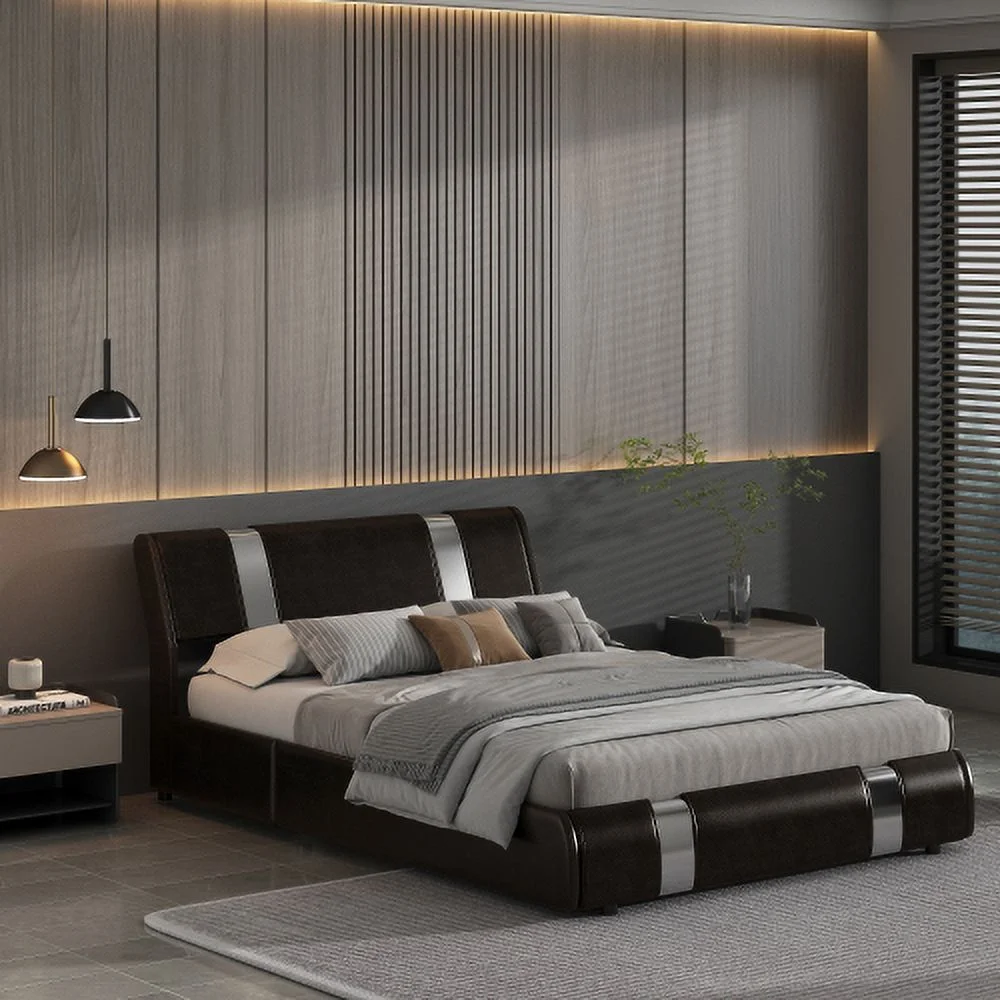 Queen Lift Up Storage Bed – Stainless Steel Sheet, Wood Slats – No Box Spring Needed