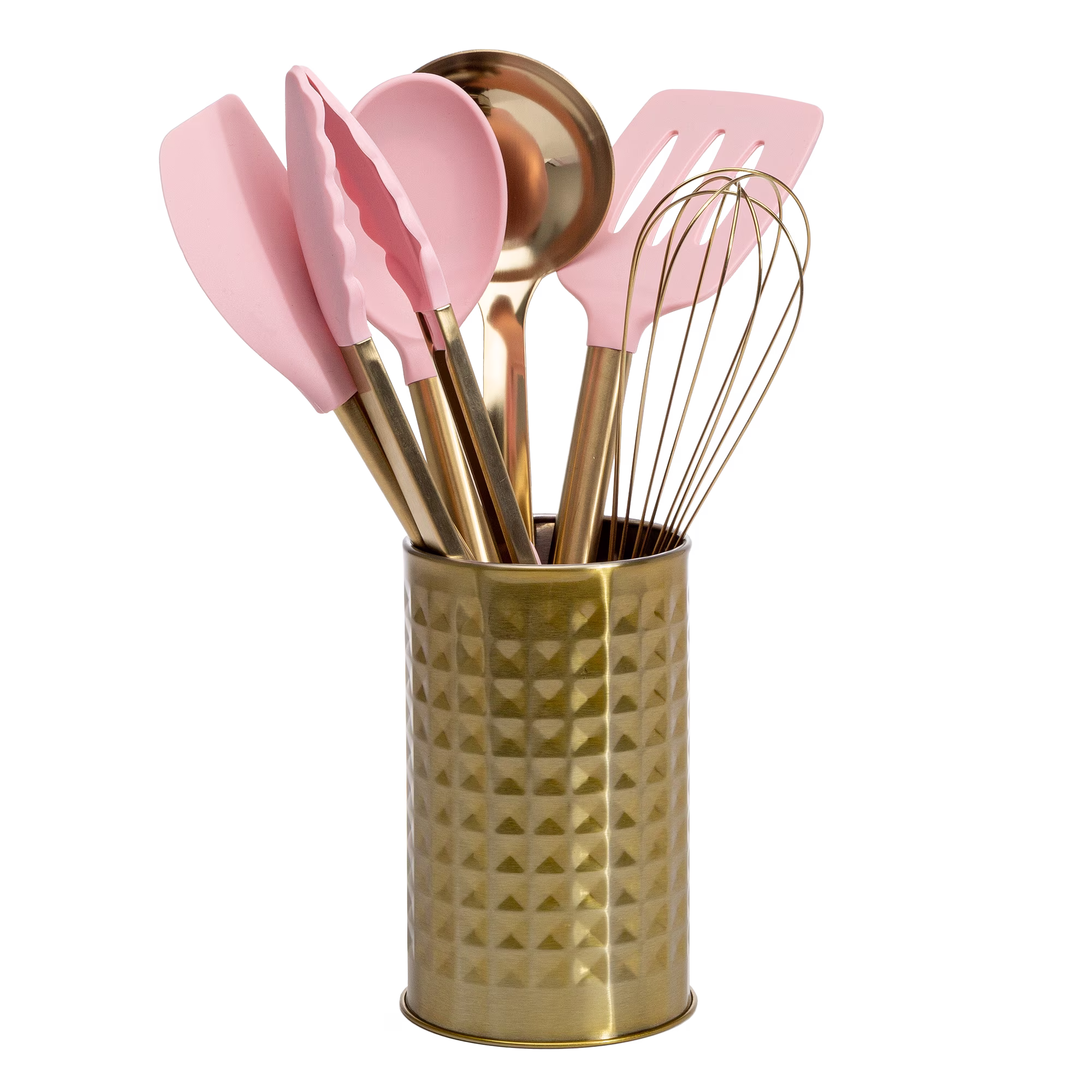 Paris Hilton 7-Piece Cooking Utensils Set, Silicone and Stainless Steel, Pink