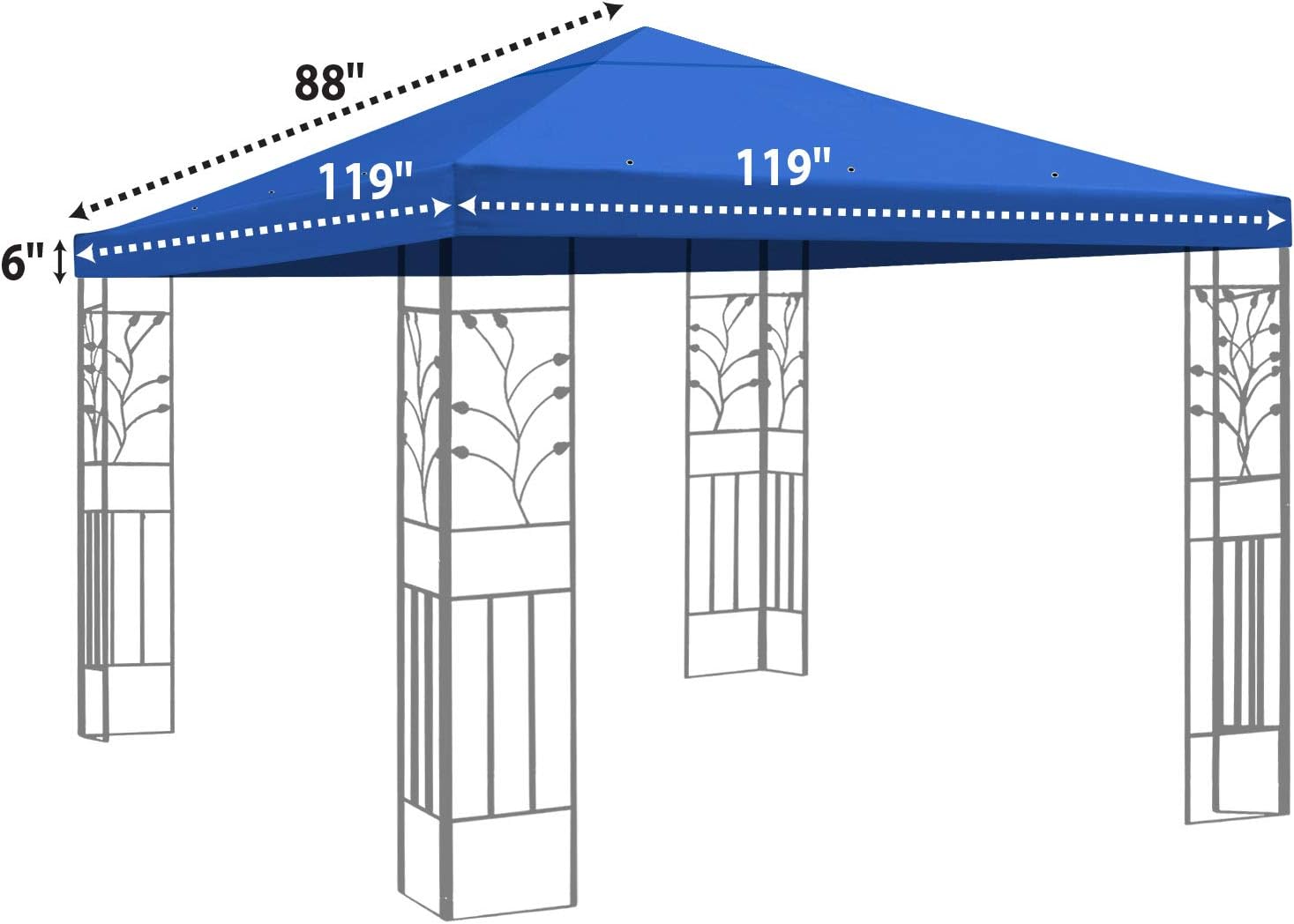 Replacement 10'X10'gazebo Canopy Top Patio Pavilion Cover Sunshade Plyester Single Tier (Blue)